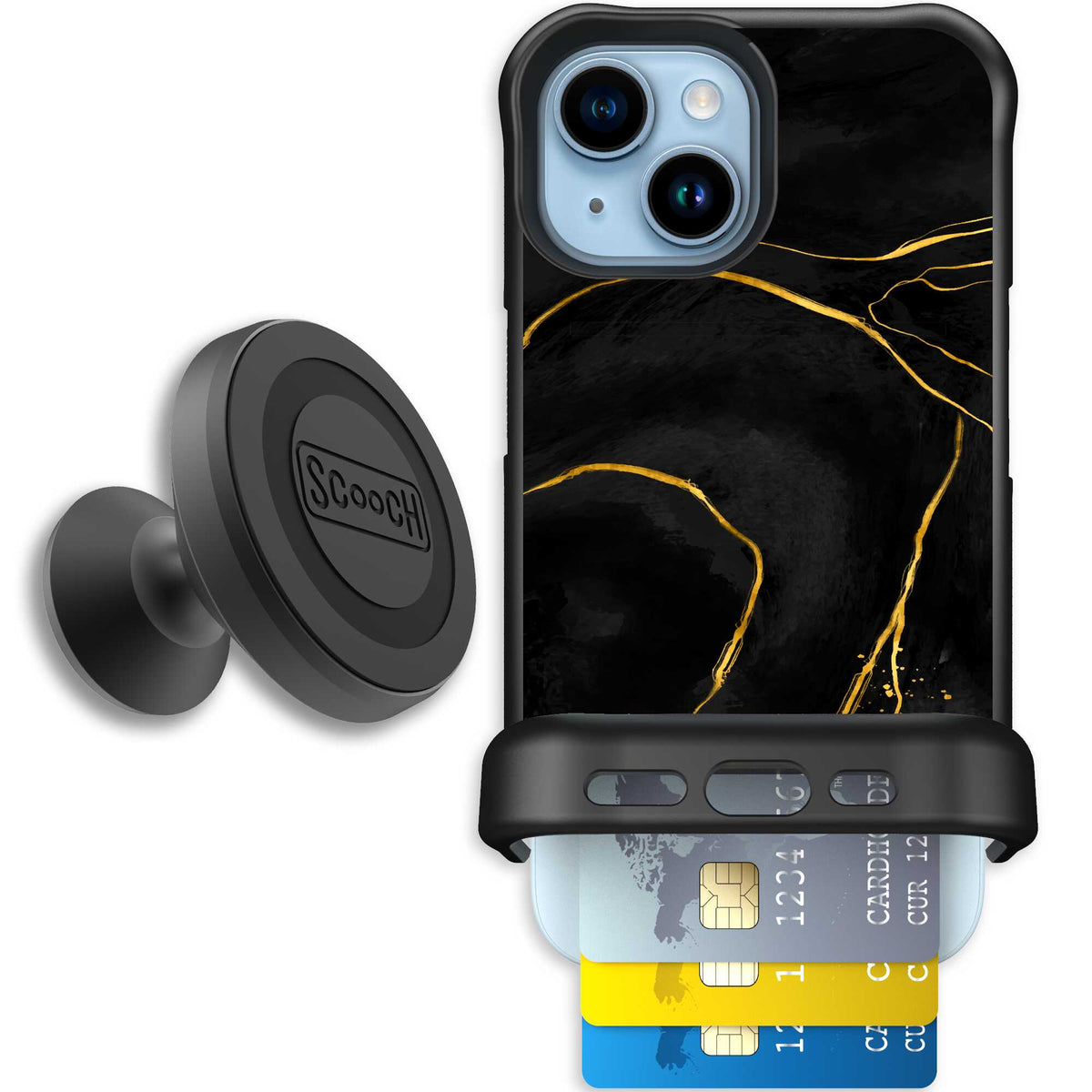 Wingmate Black Marble for iPhone 15 - Starter Bundle