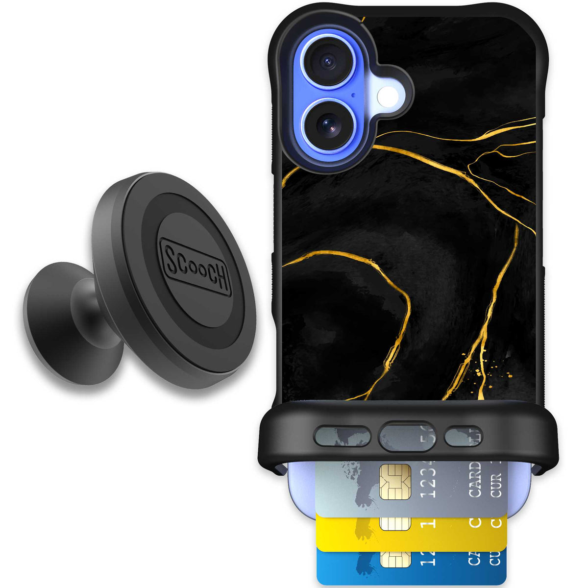 Wingmate Black Marble for iPhone 16 - Starter Bundle