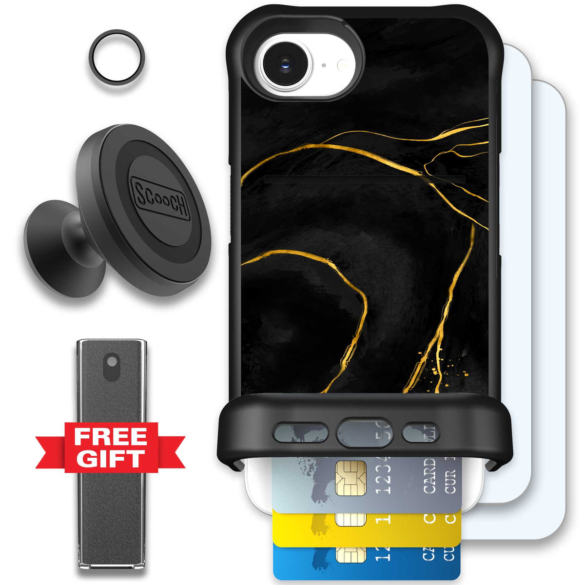 Wingmate Black Marble for iPhone 17e - Defender Bundle