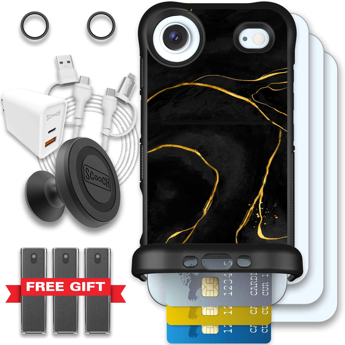 Wingmate Black Marble for iPhone Air - Ultimate Bundle