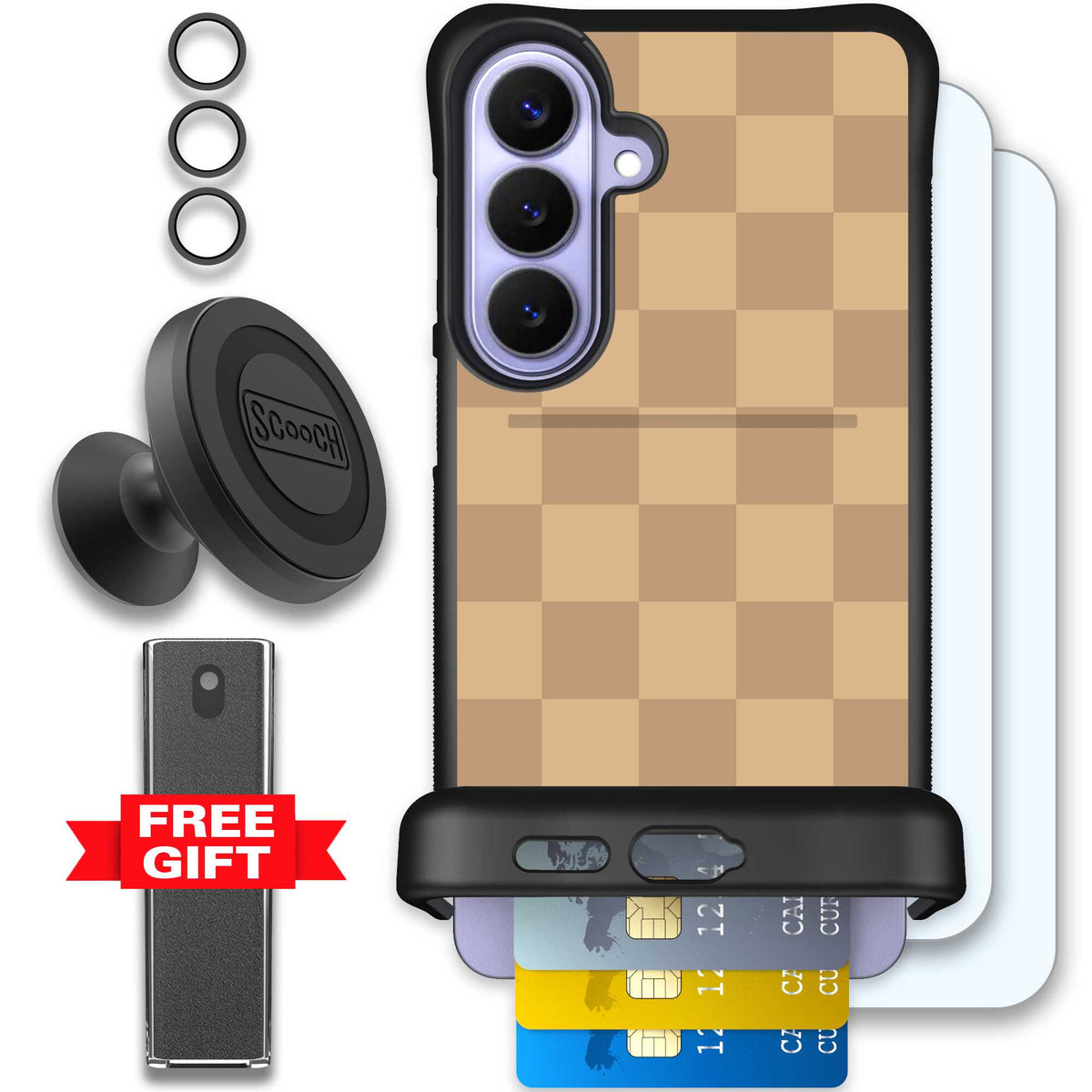Checkered Beige | website | Galaxy S26+ | Defender Bundle