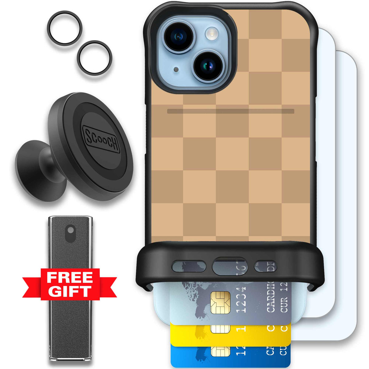Checkered Beige | website | iPhone 15 | Defender Bundle