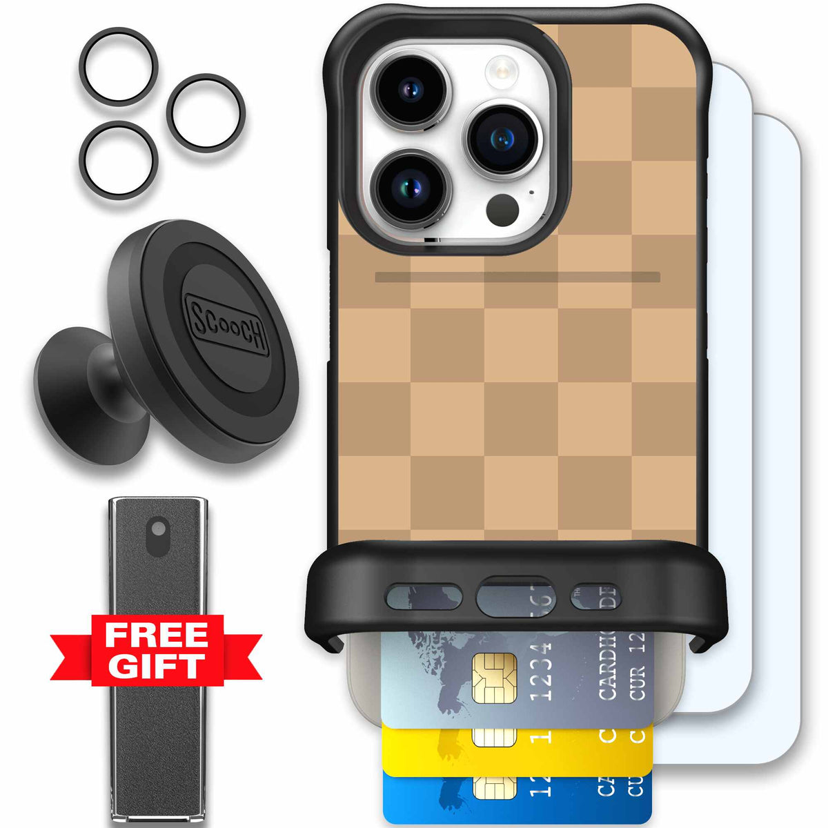 Checkered Beige | website | iPhone 15 Pro | Defender Bundle
