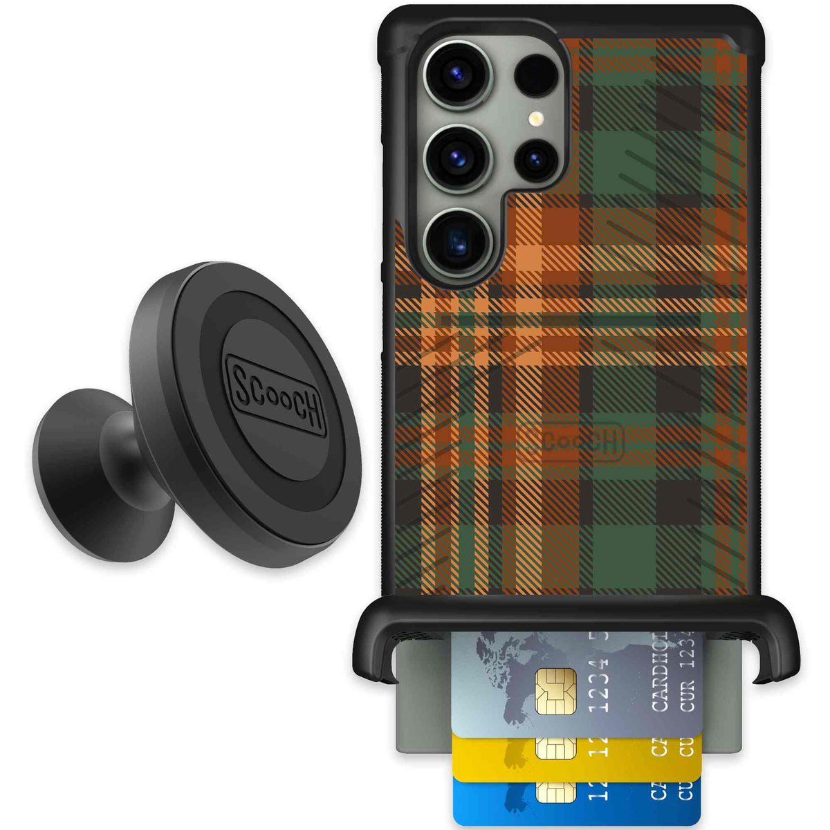 Fall Flannel orange and brown plaid pattern on a scoochzza Wingmate case for Galaxy S23 Ultra - Starter Bundle