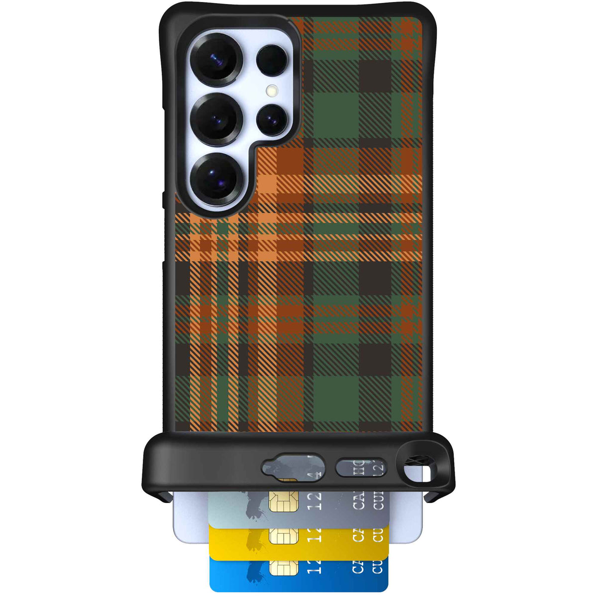 Fall Flannel orange and brown plaid pattern on a scoochzza Wingmate case for Galaxy S25 Ultra