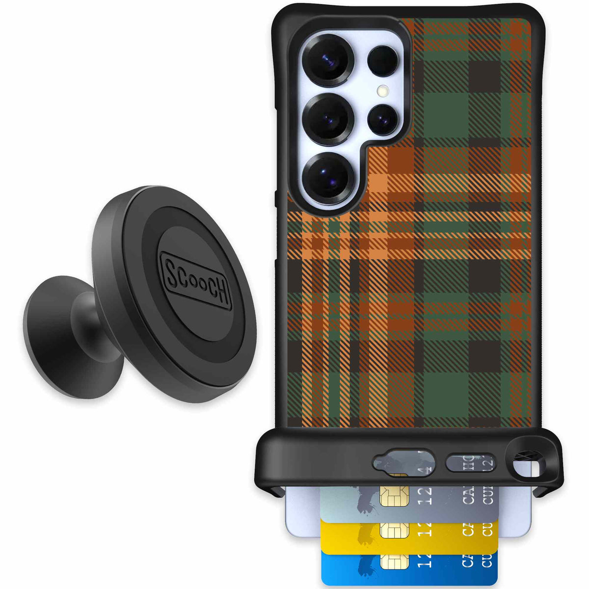 Fall Flannel orange and brown plaid pattern on a scoochzza Wingmate case for Galaxy S25 Ultra - Starter Bundle