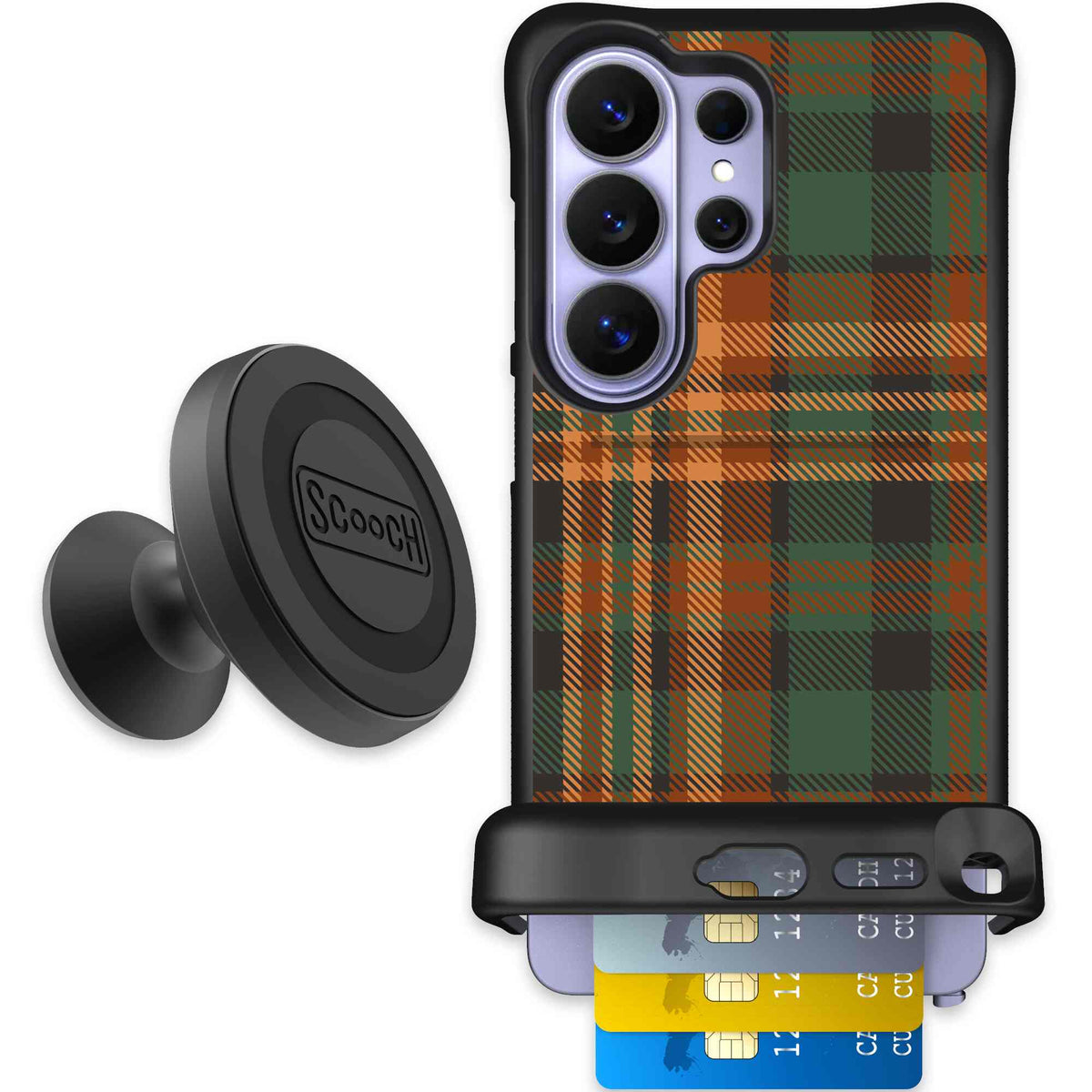 Fall Flannel orange and brown plaid pattern on a scoochzza Wingmate case for Galaxy S26 Ultra - Starter Bundle
