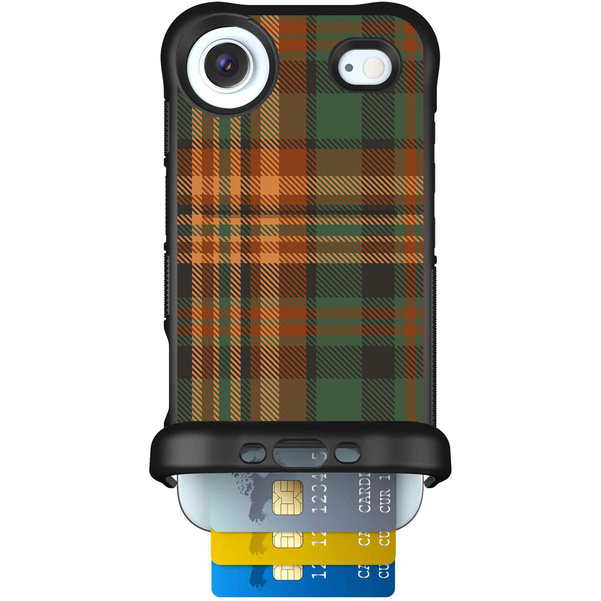Fall Flannel orange and brown plaid pattern on a scoochzza Wingmate case for iPhone Air