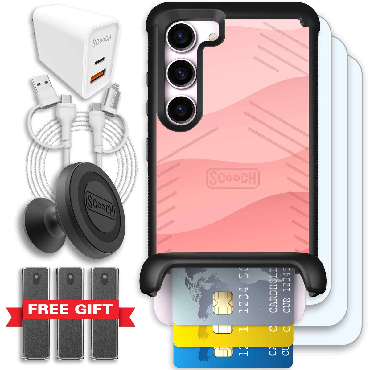 Wingmate Pink Waves for Galaxy S23 - Ultimate Bundle