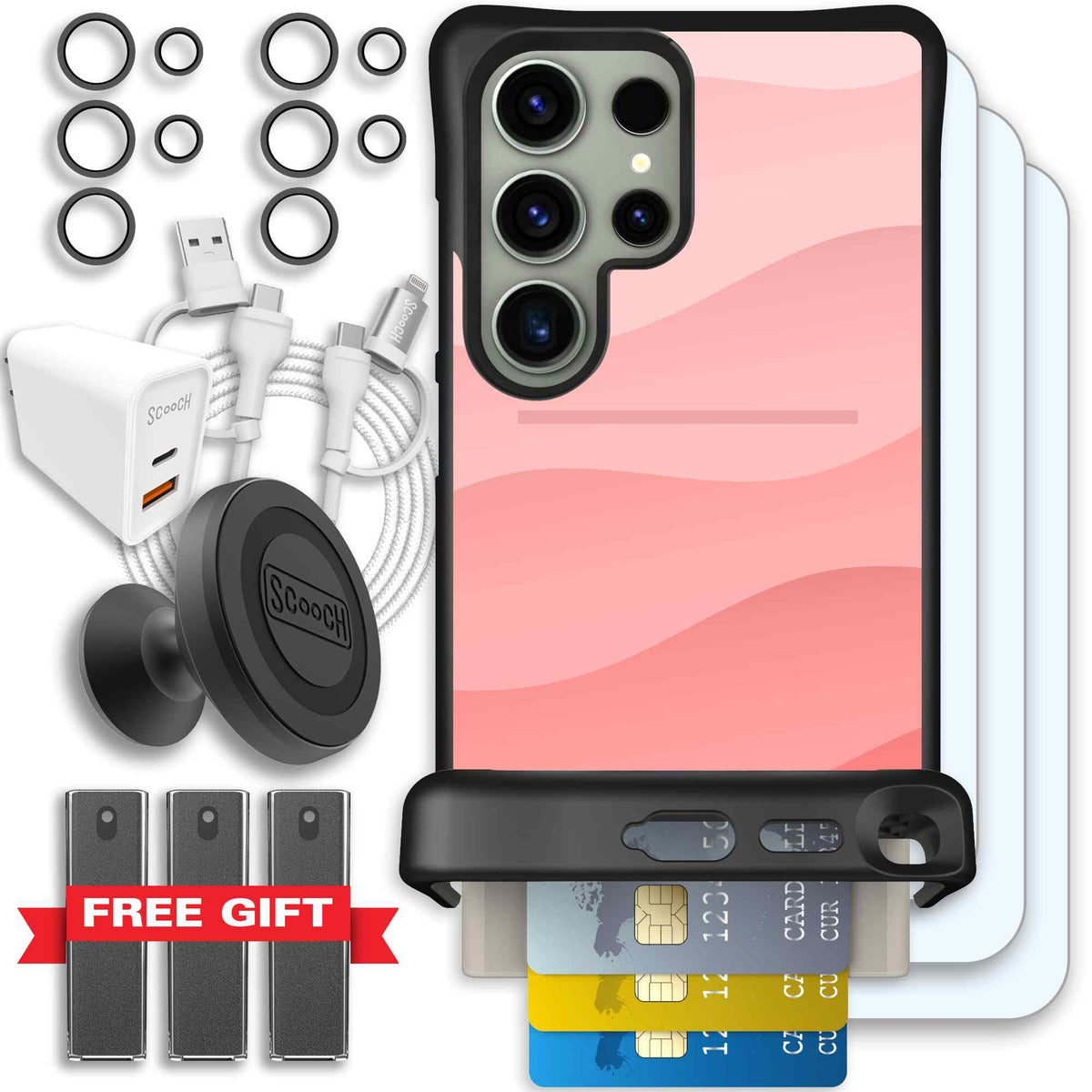 Wingmate Pink Waves for Galaxy S24 Ultra - Ultimate Bundle