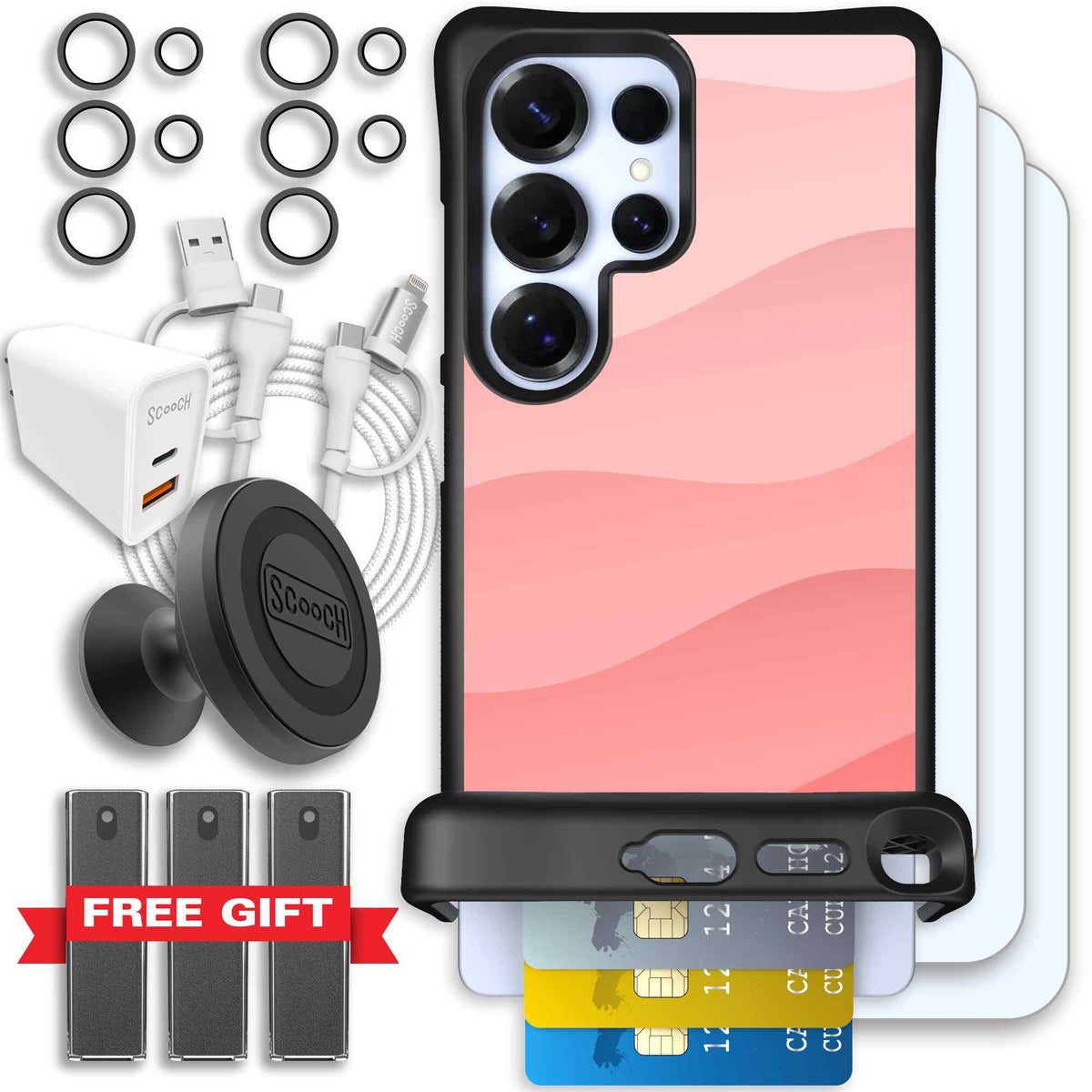 Wingmate Pink Waves for Galaxy S25 Ultra - Ultimate Bundle