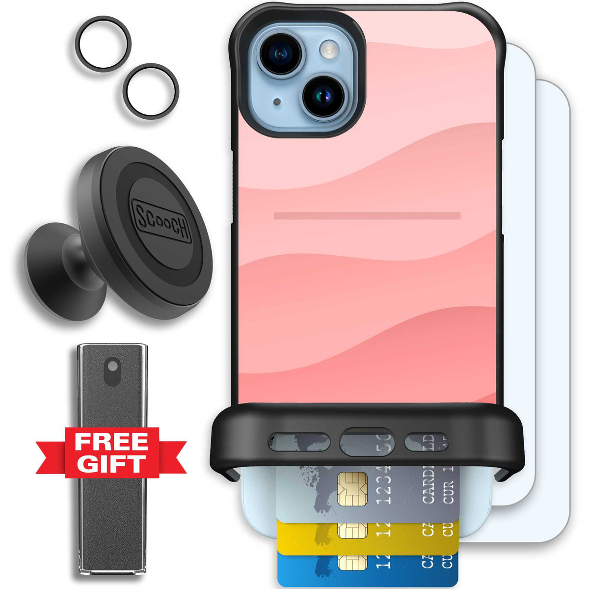 Wingmate Pink Waves for iPhone 15 Plus - Defender Bundle