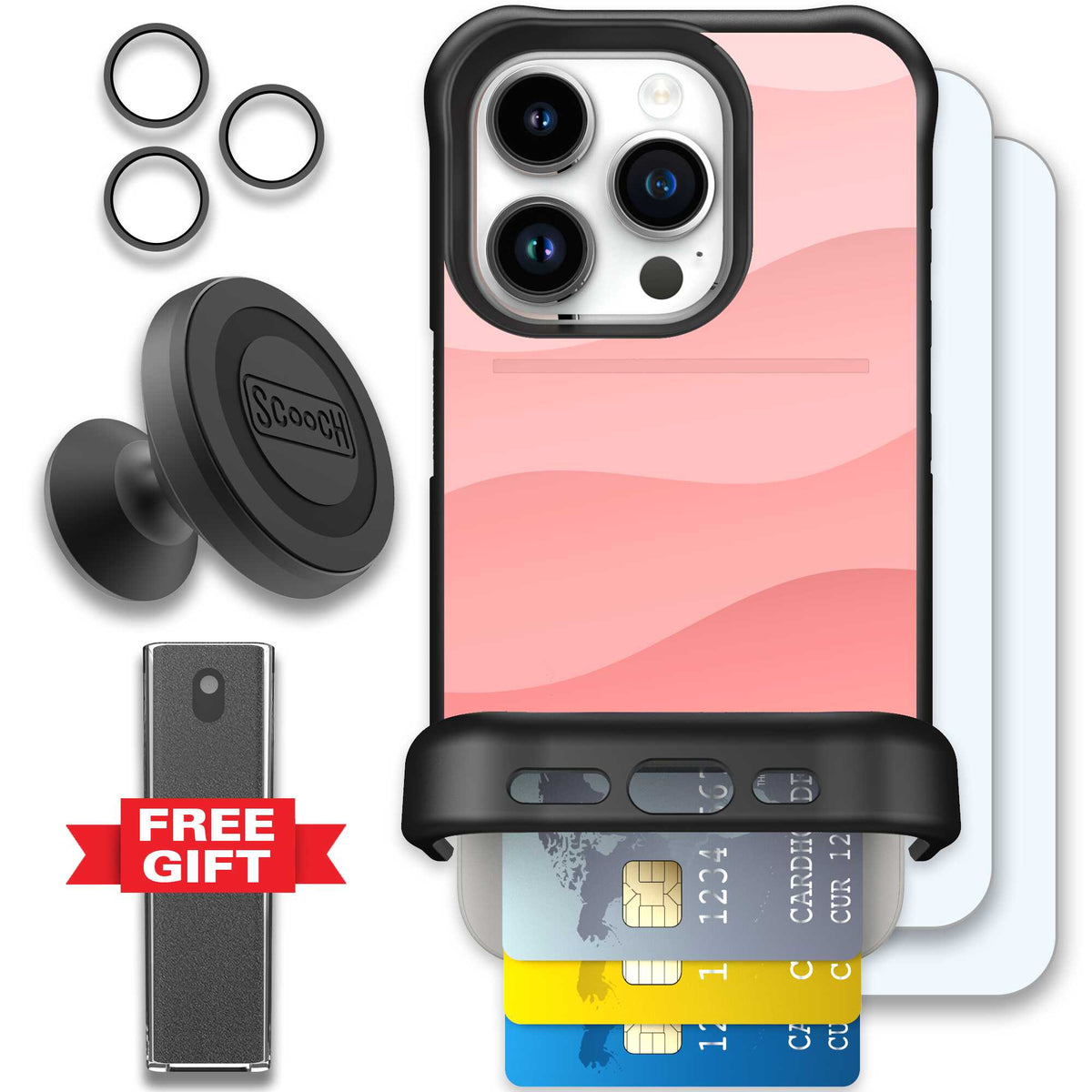 Wingmate Pink Waves for iPhone 15 Pro - Defender Bundle