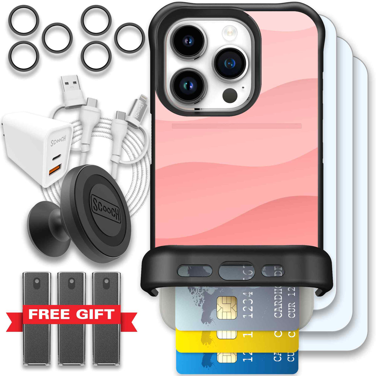 Wingmate Pink Waves for iPhone 15 Pro - Ultimate Bundle