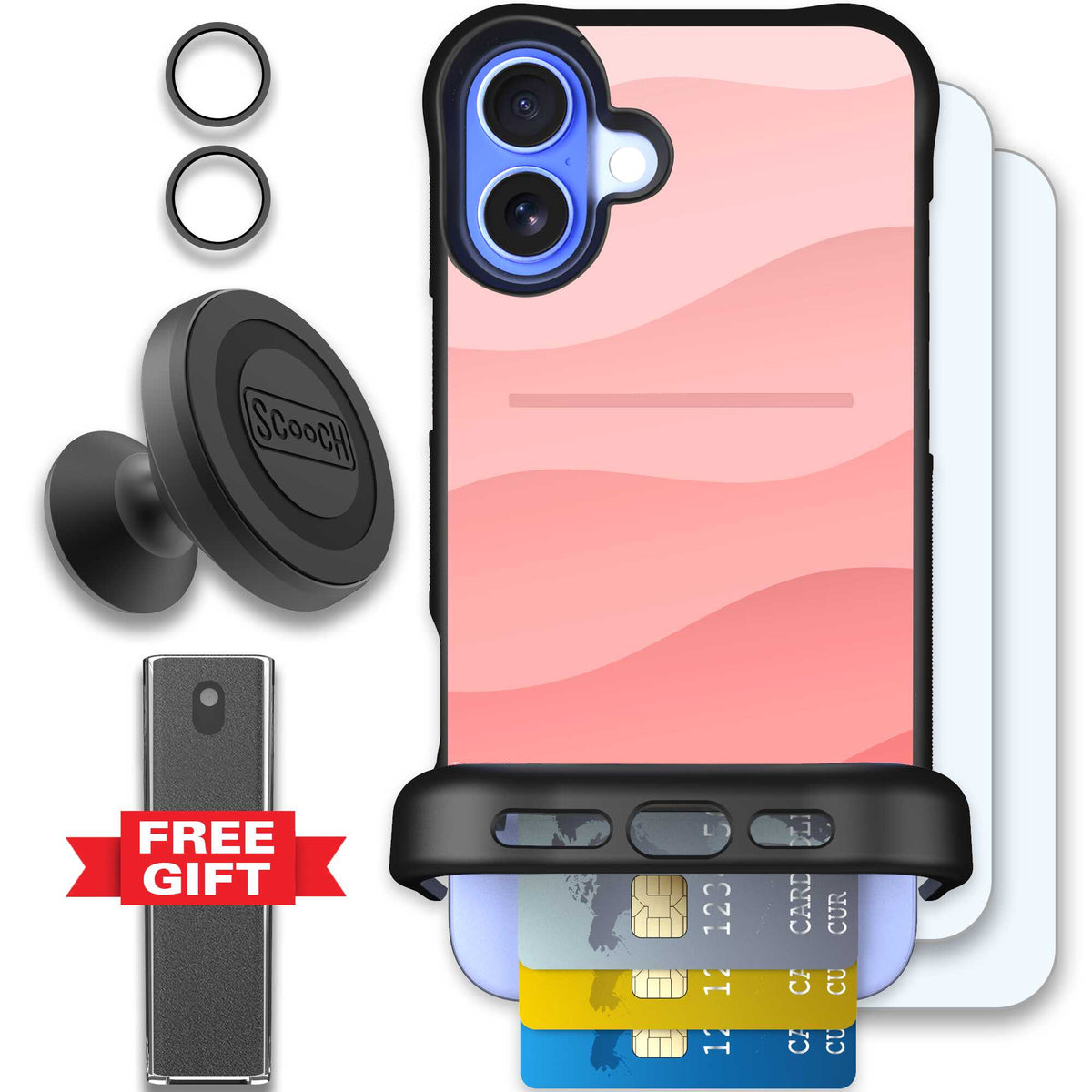 Wingmate Pink Waves for iPhone 16 Plus - Defender Bundle