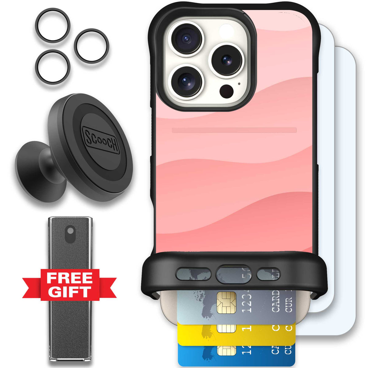 Wingmate Pink Waves for iPhone 16 Pro - Defender Bundle