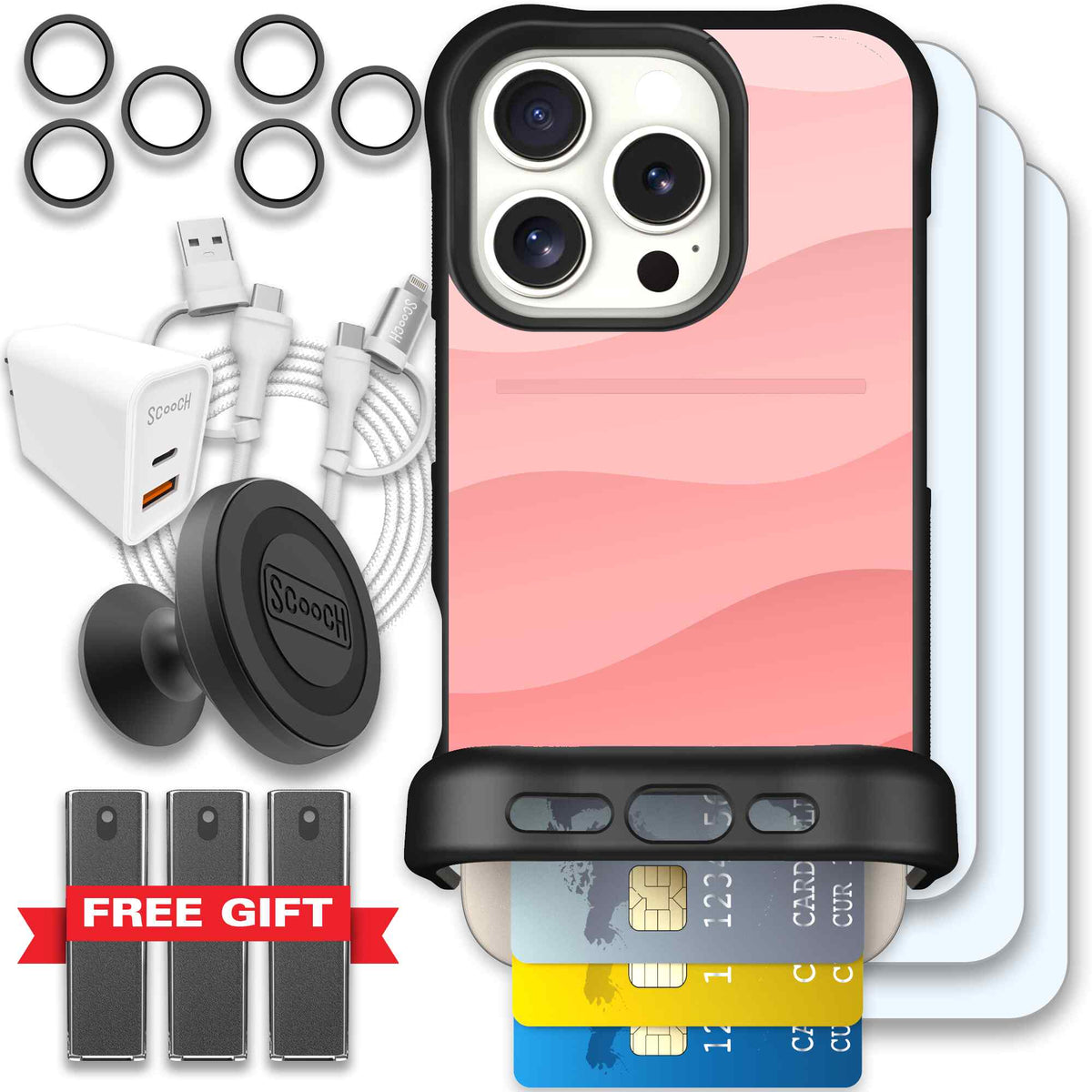 Wingmate Pink Waves for iPhone 16 Pro - Ultimate Bundle
