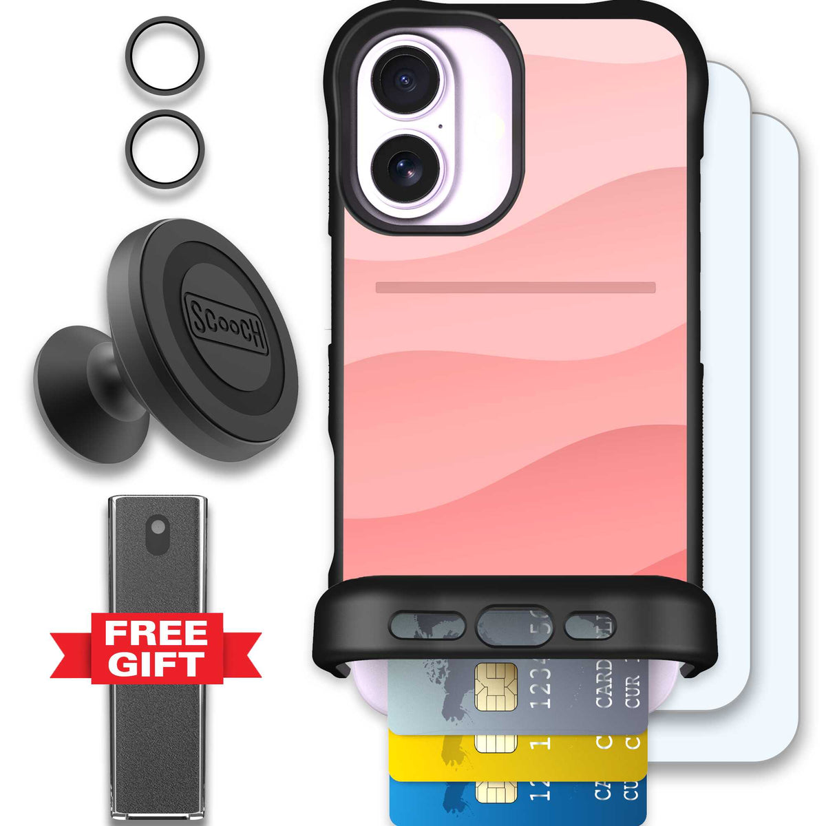 Wingmate Pink Waves for iPhone 17 - Defender Bundle