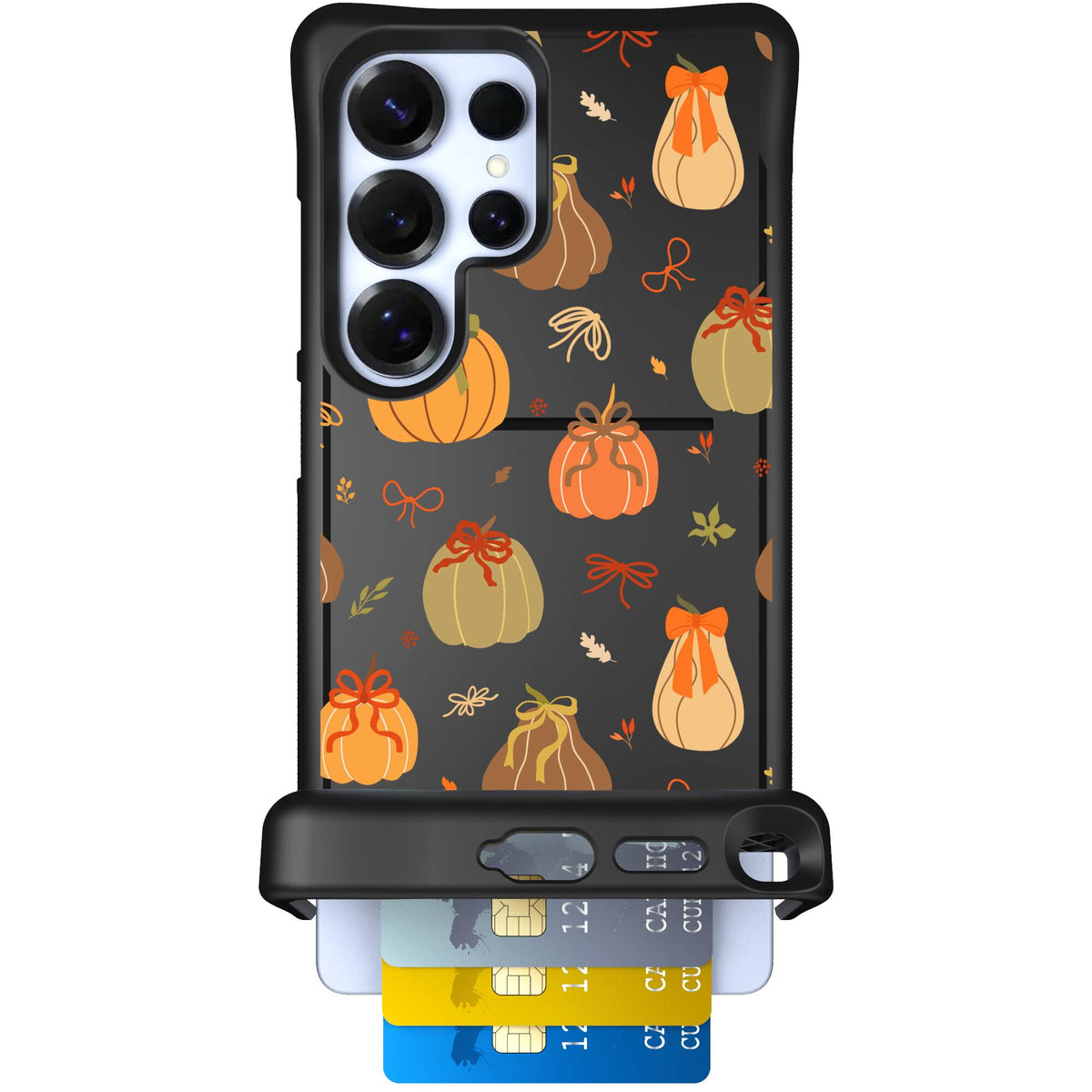 Pretty Pumpkins orange pumpkin and bow pattern on a scoochzza Wingmate case for Galaxy S25 Ultra