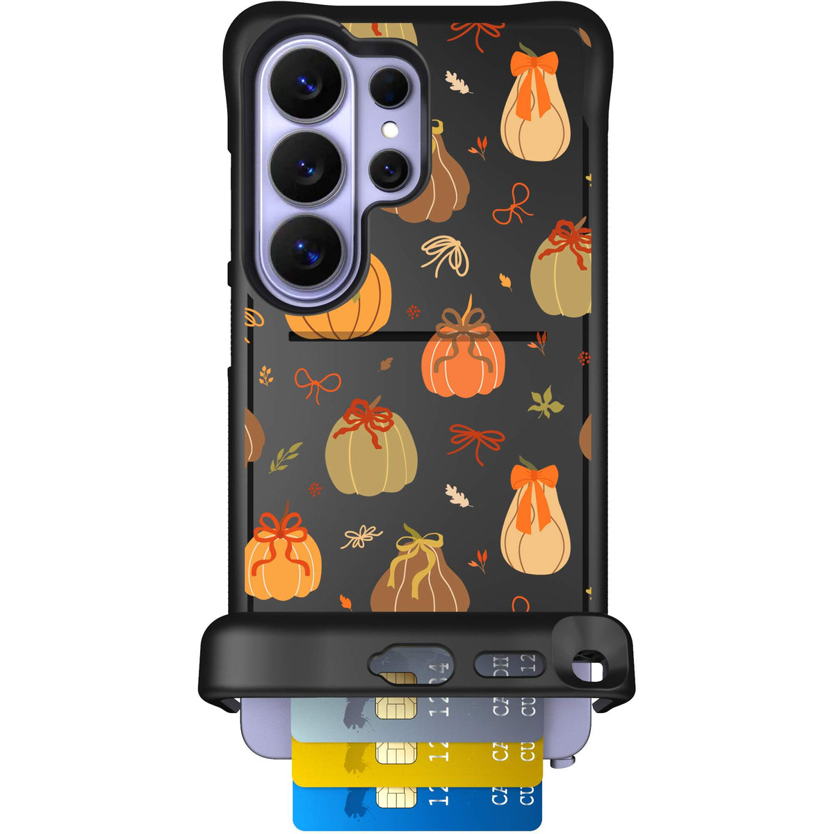Pretty Pumpkins orange pumpkin and bow pattern on a scoochzza Wingmate case for Galaxy S26 Ultra