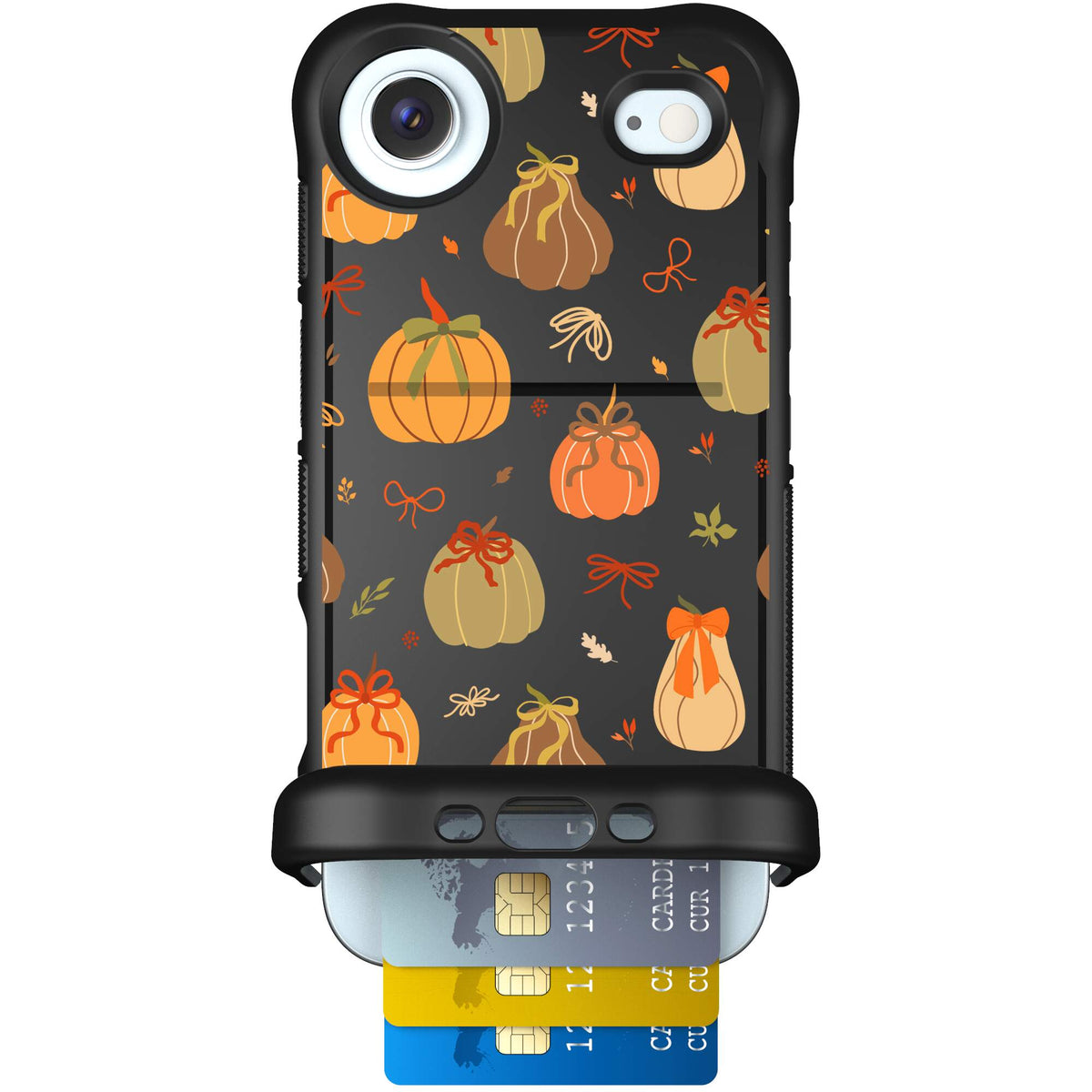 Pretty Pumpkins orange pumpkin and bow pattern on a scoochzza Wingmate case for iPhone Air