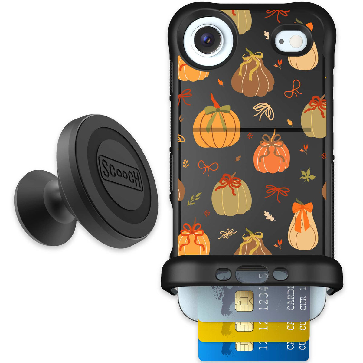 Pretty Pumpkins orange pumpkin and bow pattern on a scoochzza Wingmate case for iPhone Air - Starter Bundle