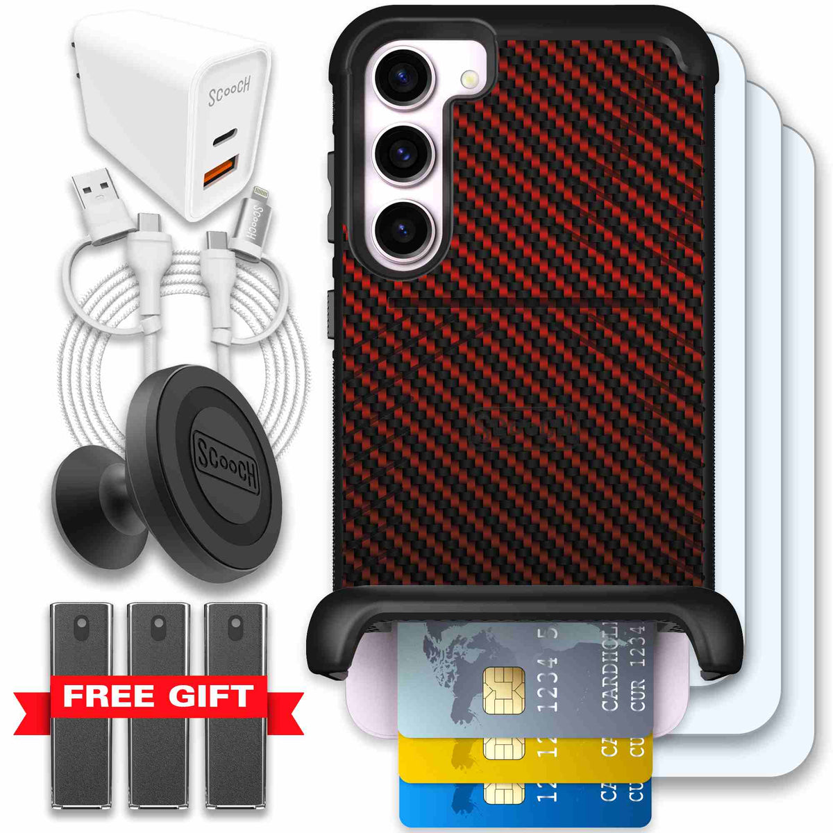 Red Carbon Fiber | website | Galaxy S23+ | Ultimate Bundle