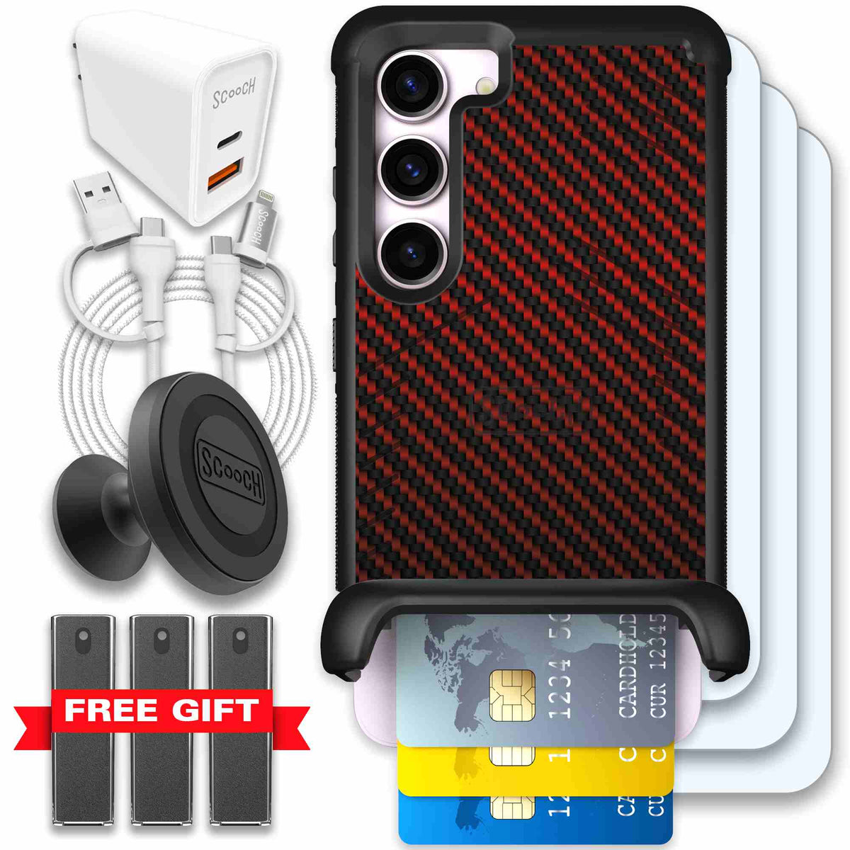 Red Carbon Fiber | website | Galaxy S23 | Ultimate Bundle