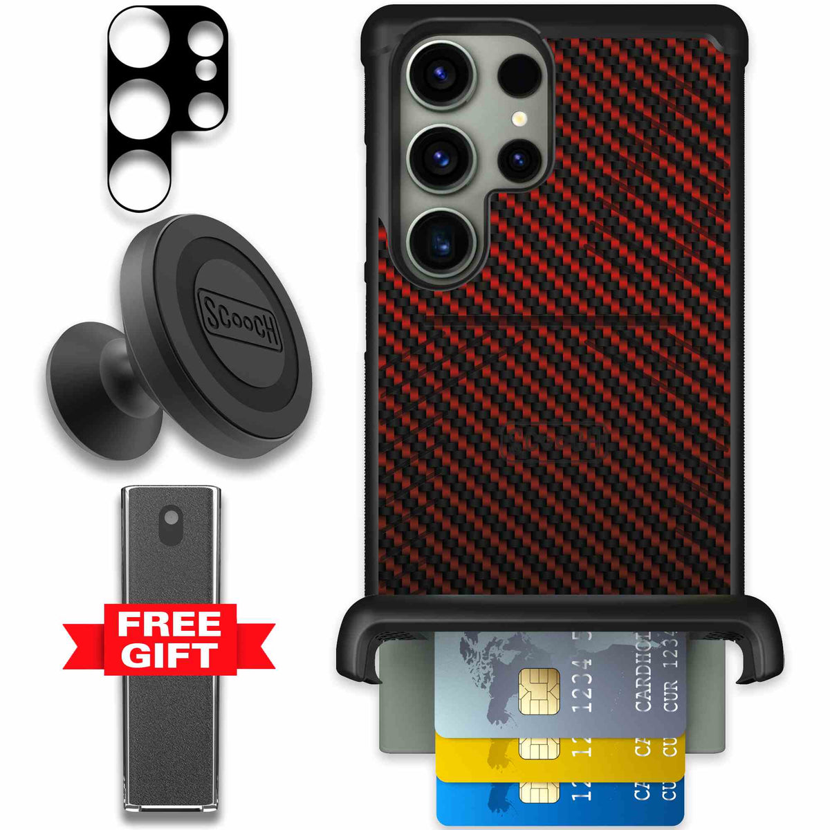 Red Carbon Fiber | website | Galaxy S23 Ultra | Defender Bundle