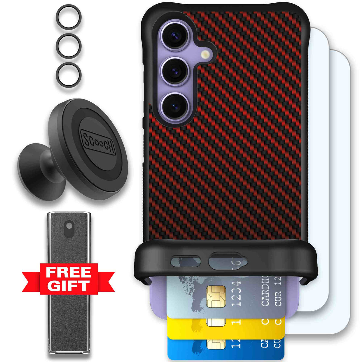 Red Carbon Fiber | website | Galaxy S24 | Defender Bundle