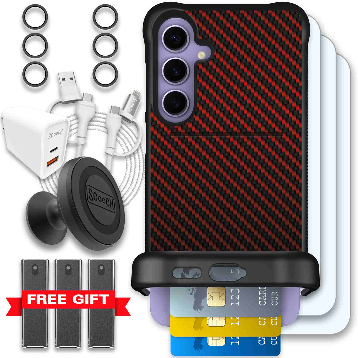 Red Carbon Fiber | website | Galaxy S24+ | Ultimate Bundle