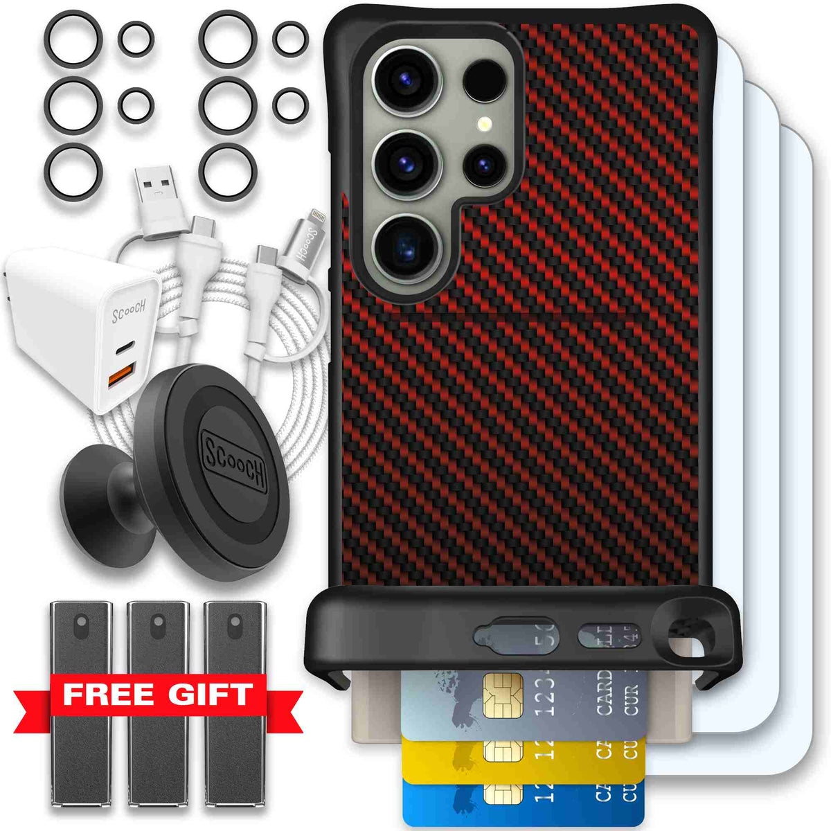 Red Carbon Fiber | website | Galaxy S24 Ultra | Ultimate Bundle