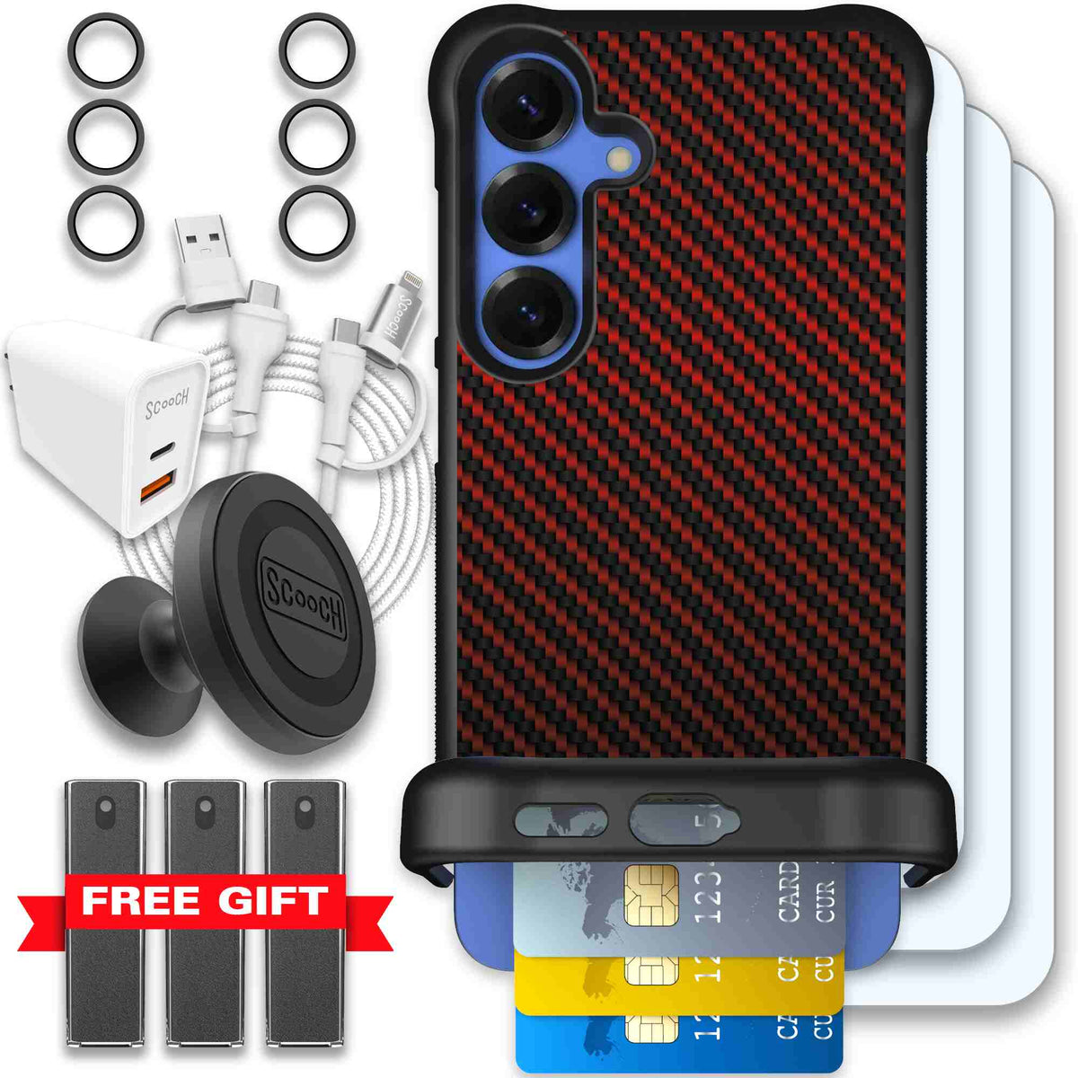 Red Carbon Fiber | website | Galaxy S25+ | Ultimate Bundle