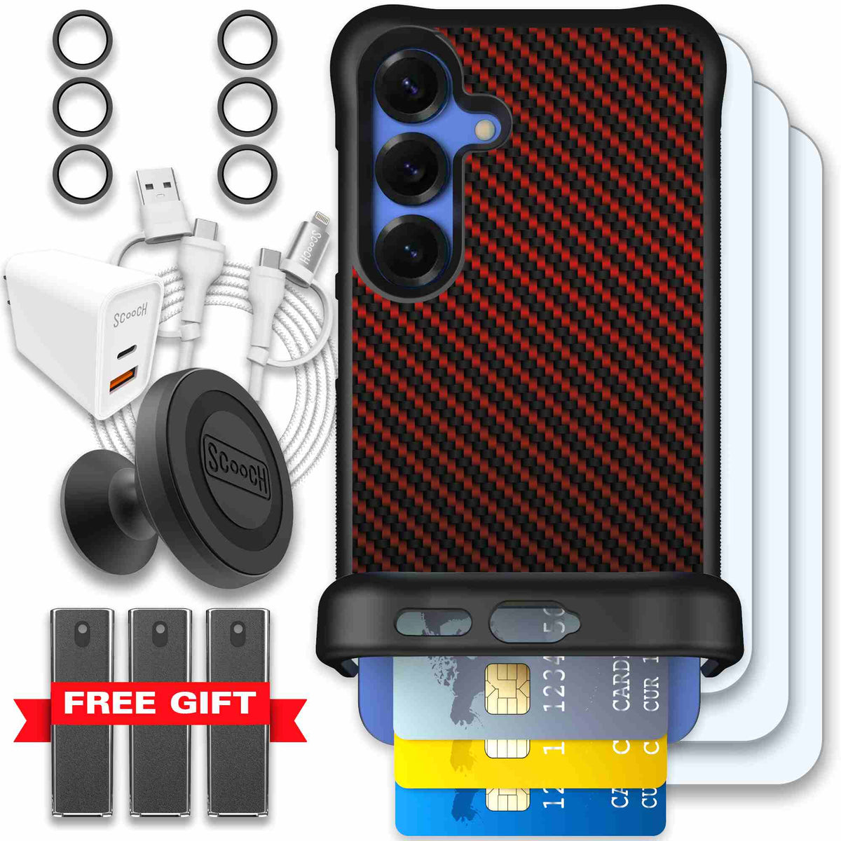 Red Carbon Fiber | website | Galaxy S25 | Ultimate Bundle