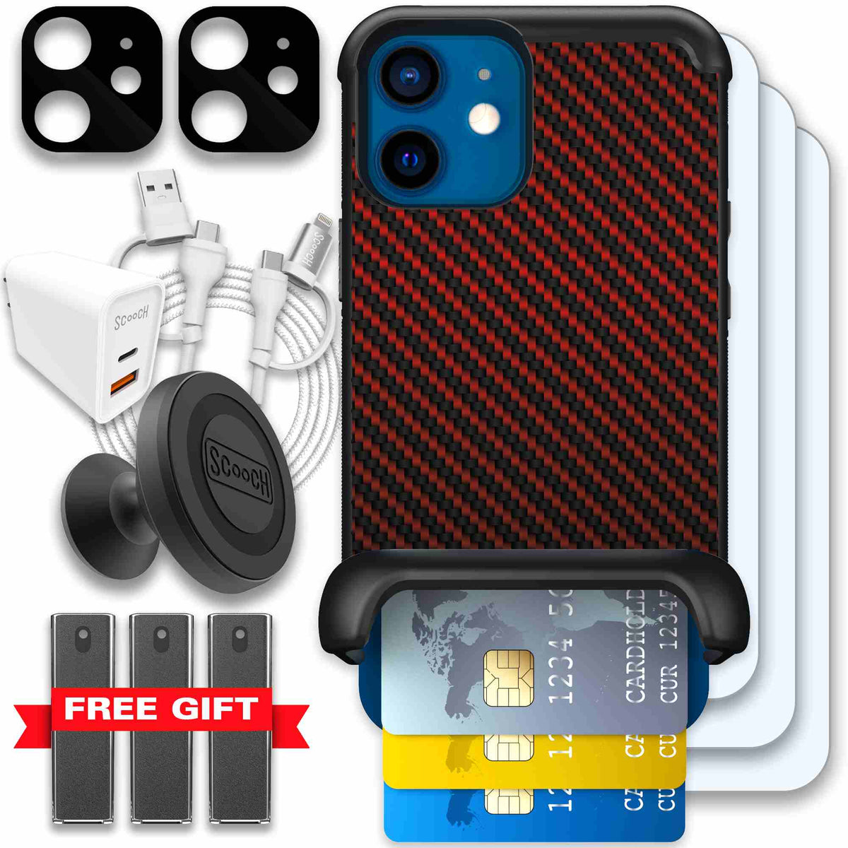 Red Carbon Fiber | website | iPhone 12 mini | Ultimate Bundle