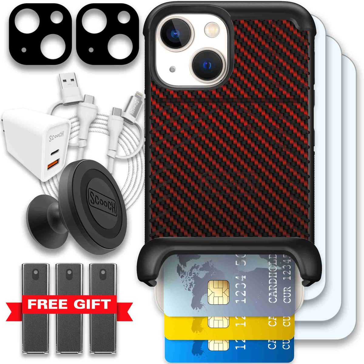 Red Carbon Fiber | website | iPhone 13 mini | Ultimate Bundle