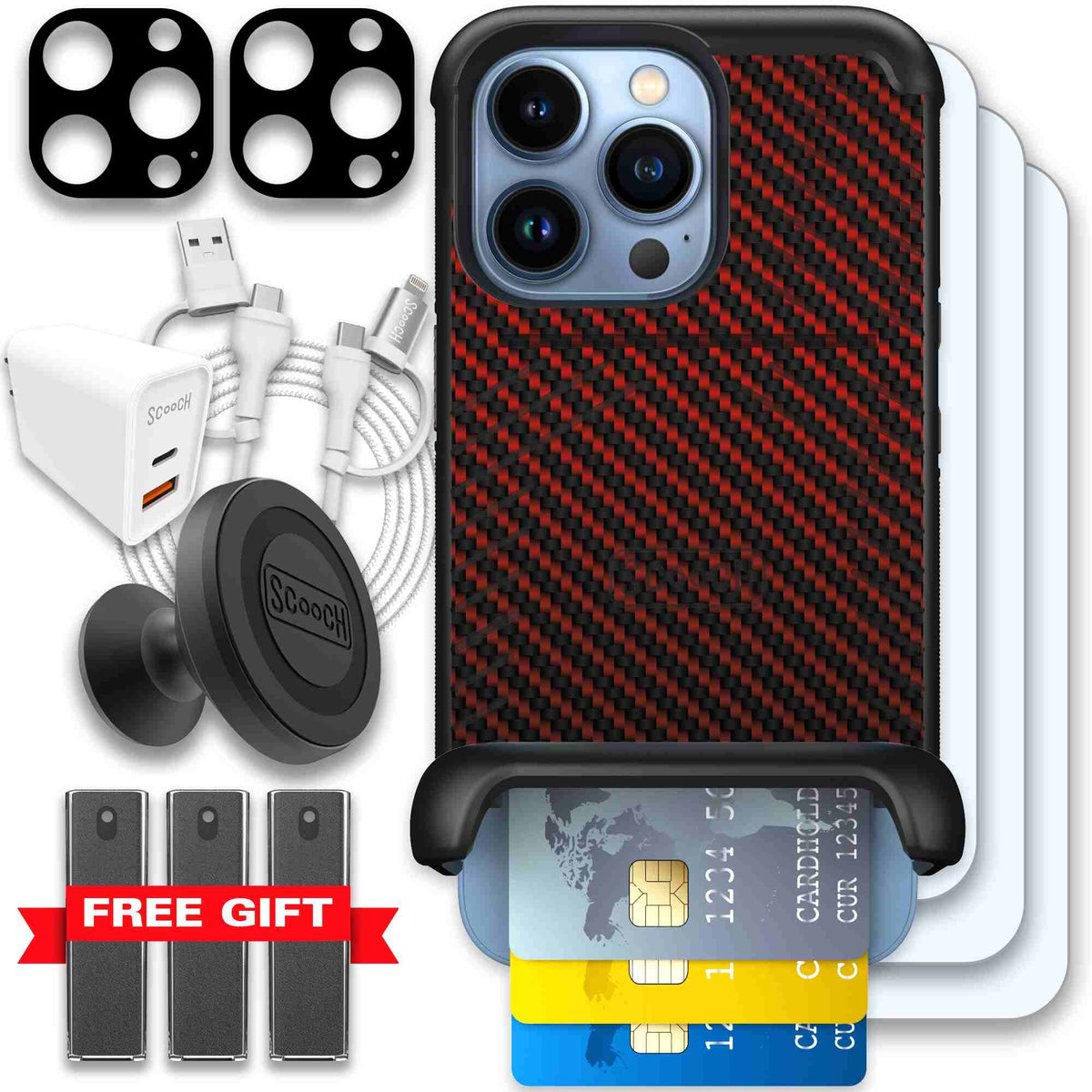 Red Carbon Fiber | website | iPhone 13 Pro | Ultimate Bundle