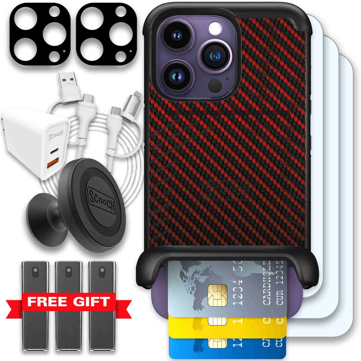 Red Carbon Fiber | website | iPhone 14 Pro | Ultimate Bundle
