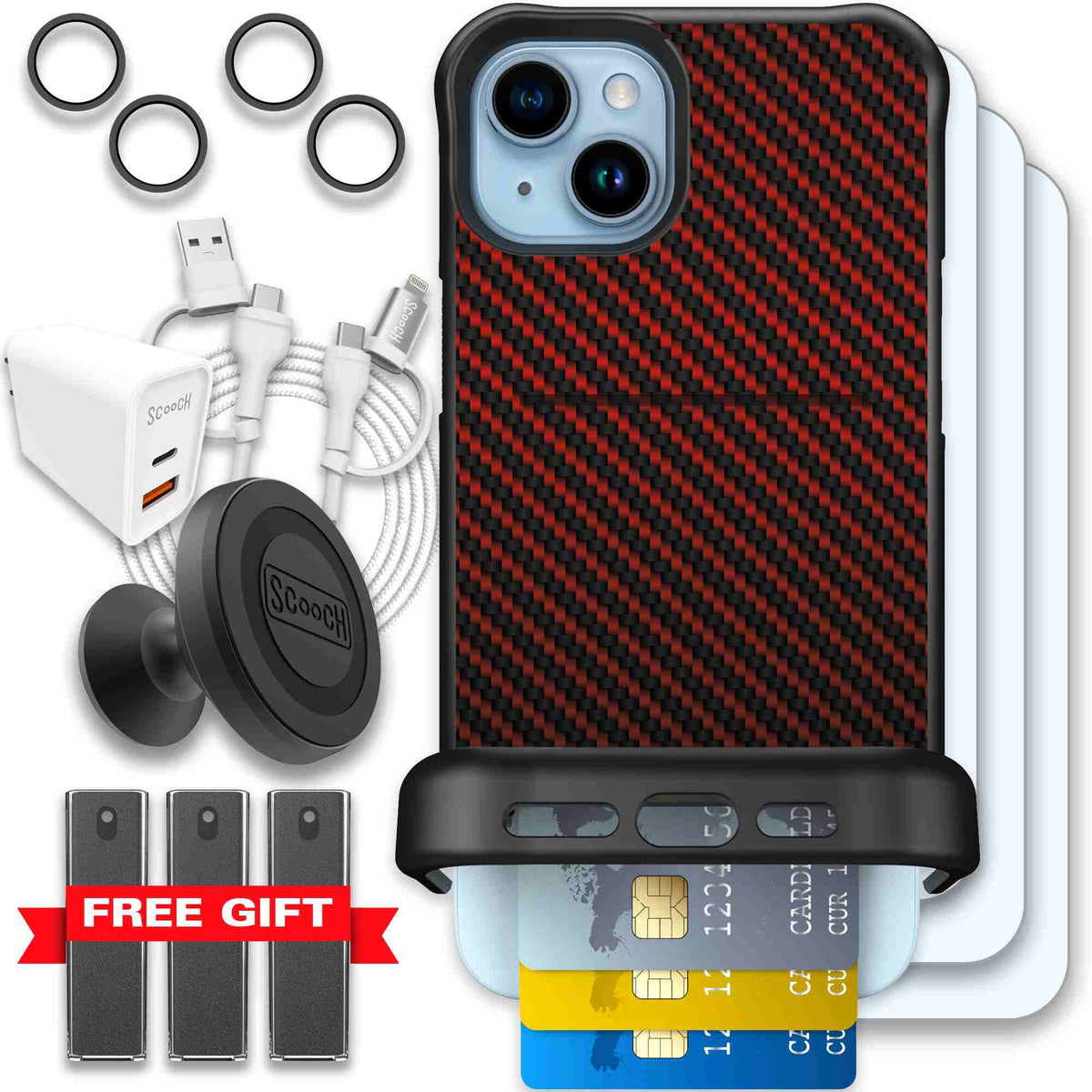 Red Carbon Fiber | website | iPhone 15 Plus | Ultimate Bundle