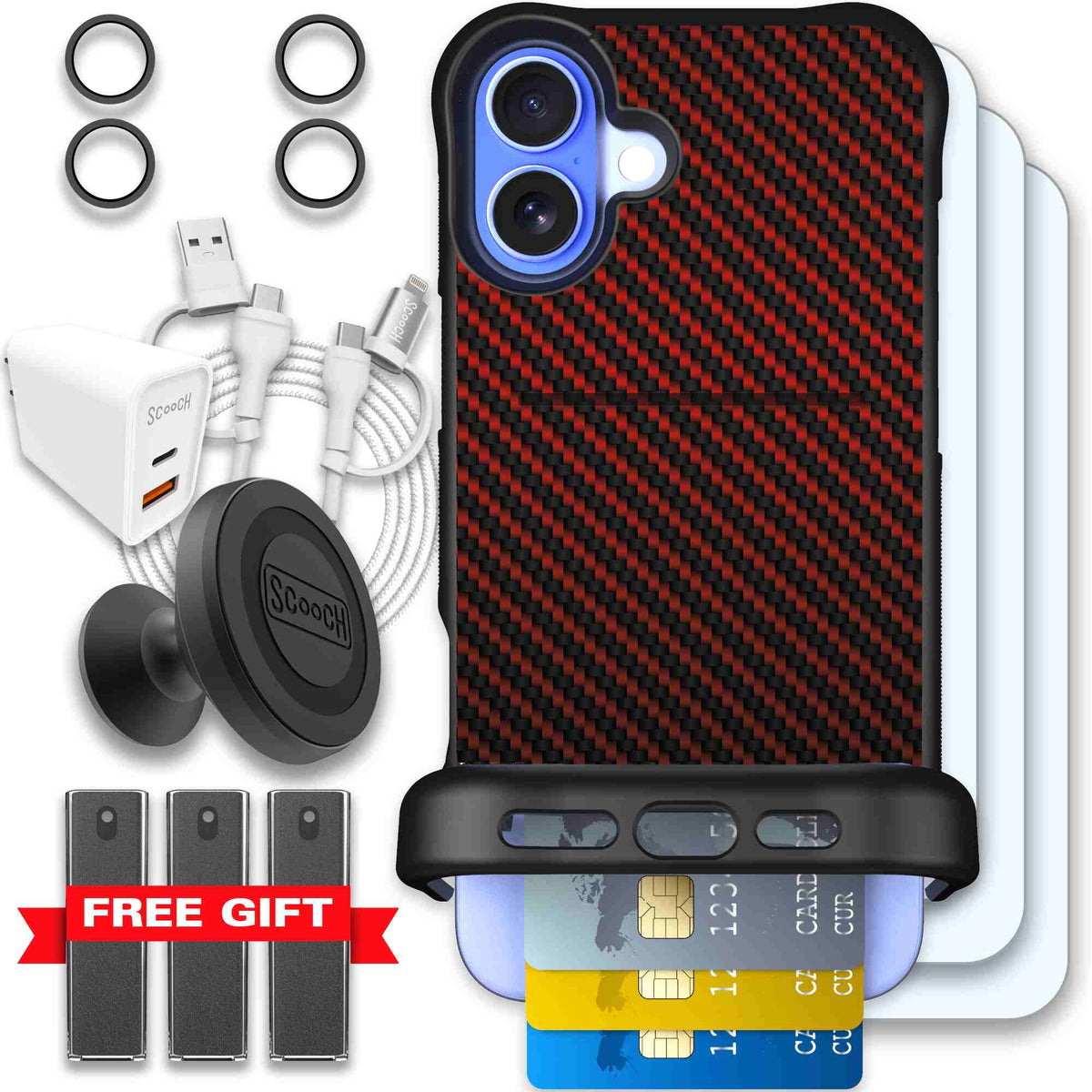 Red Carbon Fiber | website | iPhone 16 Plus | Ultimate Bundle