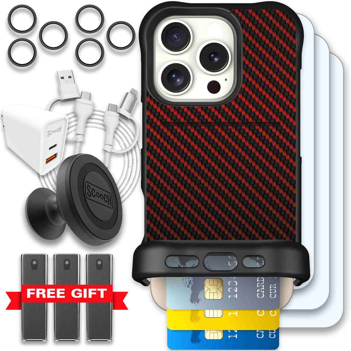 Red Carbon Fiber | website | iPhone 16 Pro | Ultimate Bundle