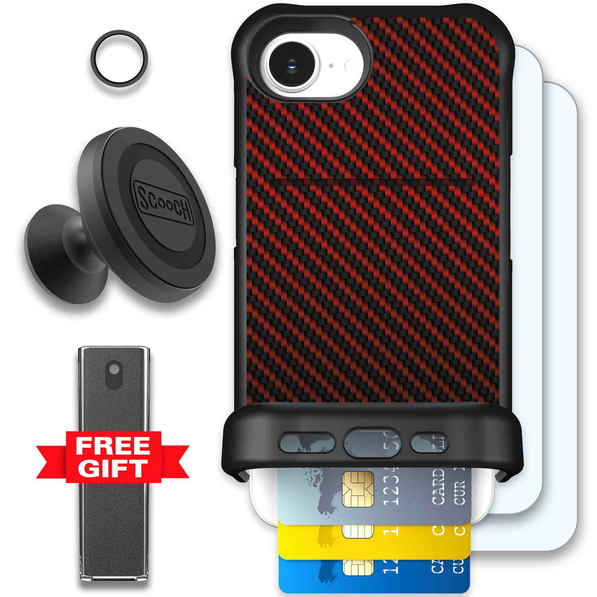 Red Carbon Fiber | website | iPhone 17e | Defender Bundle