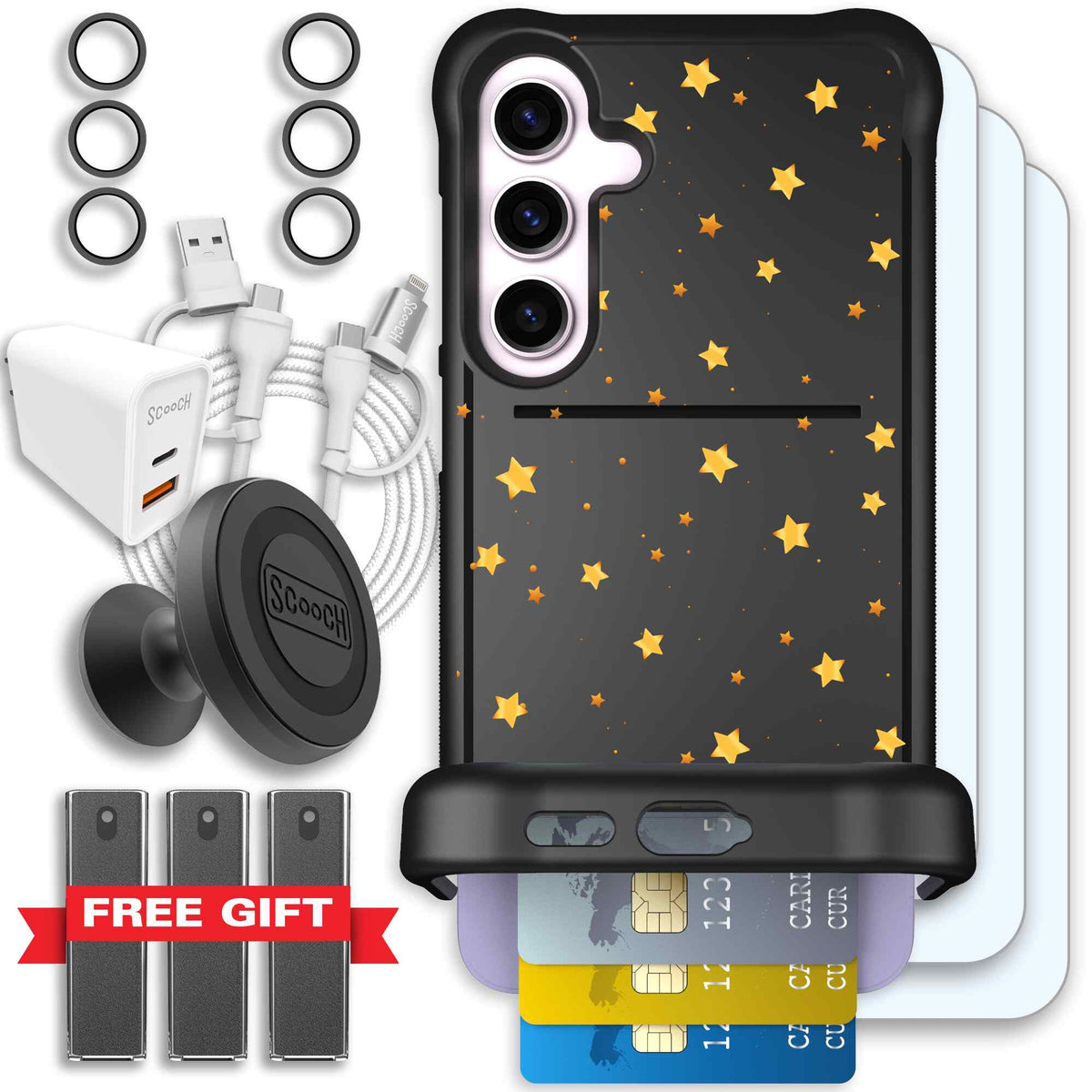 Wingmate Gold Stars for Galaxy S24+ - Ultimate Bundle