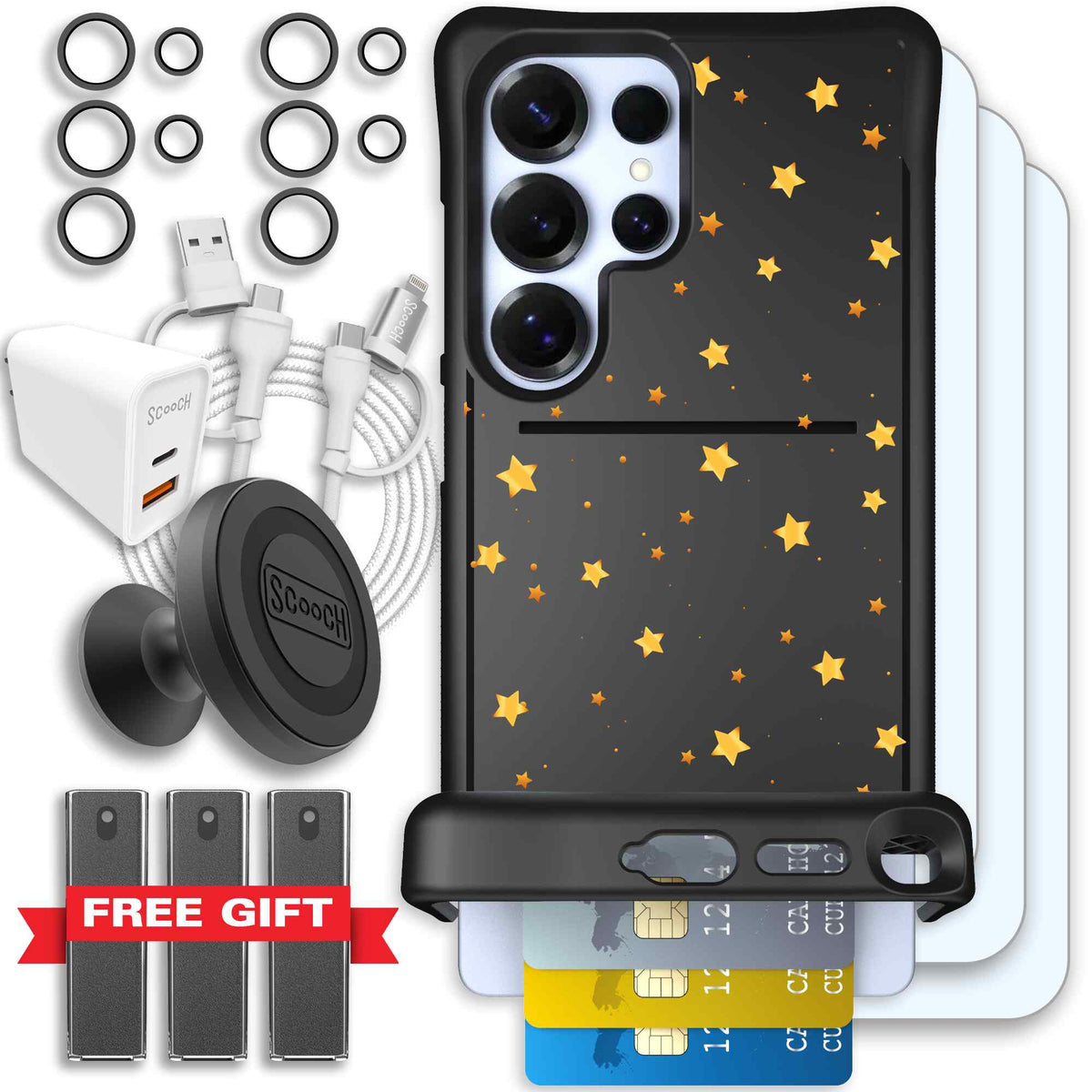Wingmate Gold Stars for Galaxy S25 Ultra - Ultimate Bundle