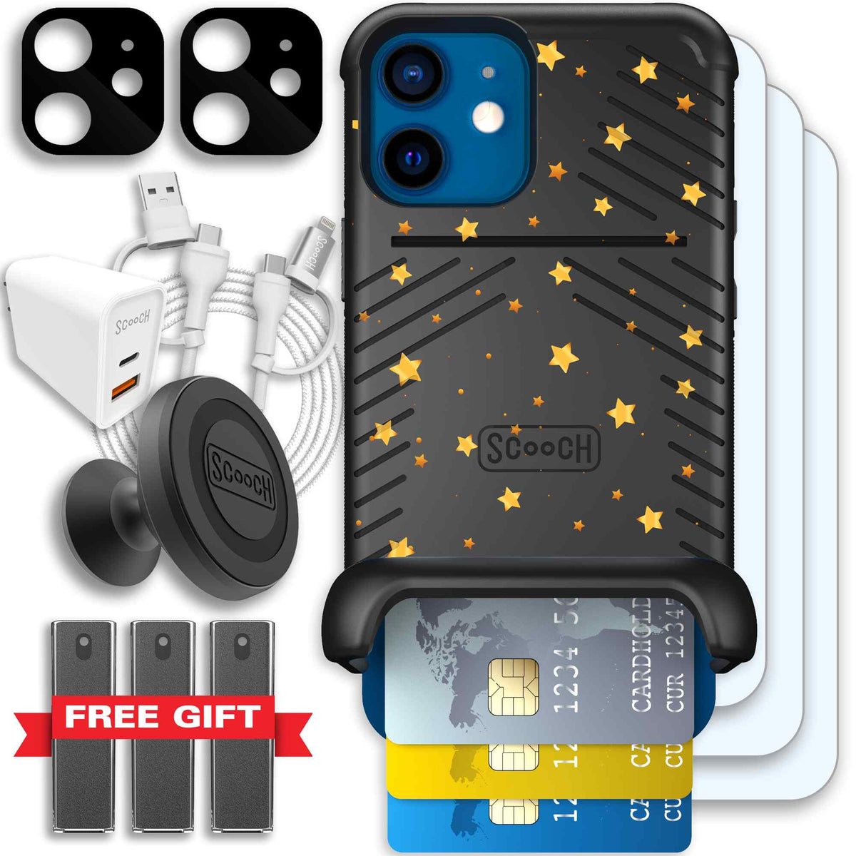 Wingmate Gold Stars for iPhone 12 mini - Ultimate Bundle