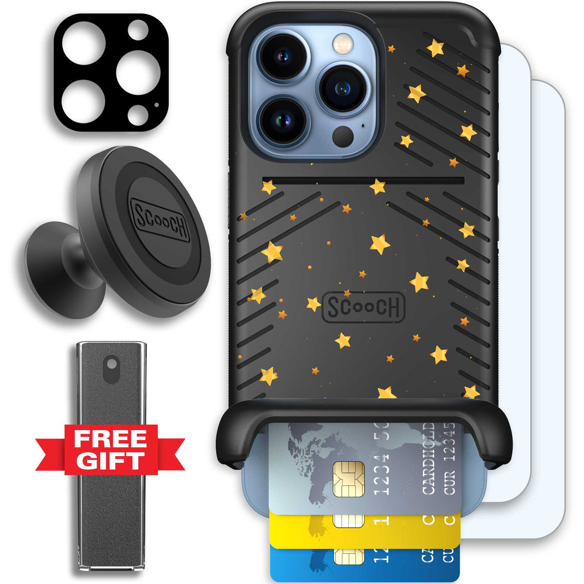 Wingmate Gold Stars for iPhone 13 Pro - Defender Bundle