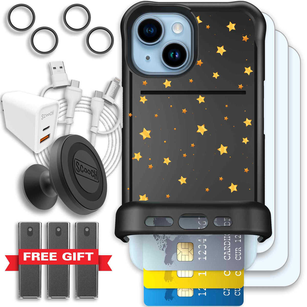 Wingmate Gold Stars for iPhone 15 - Ultimate Bundle