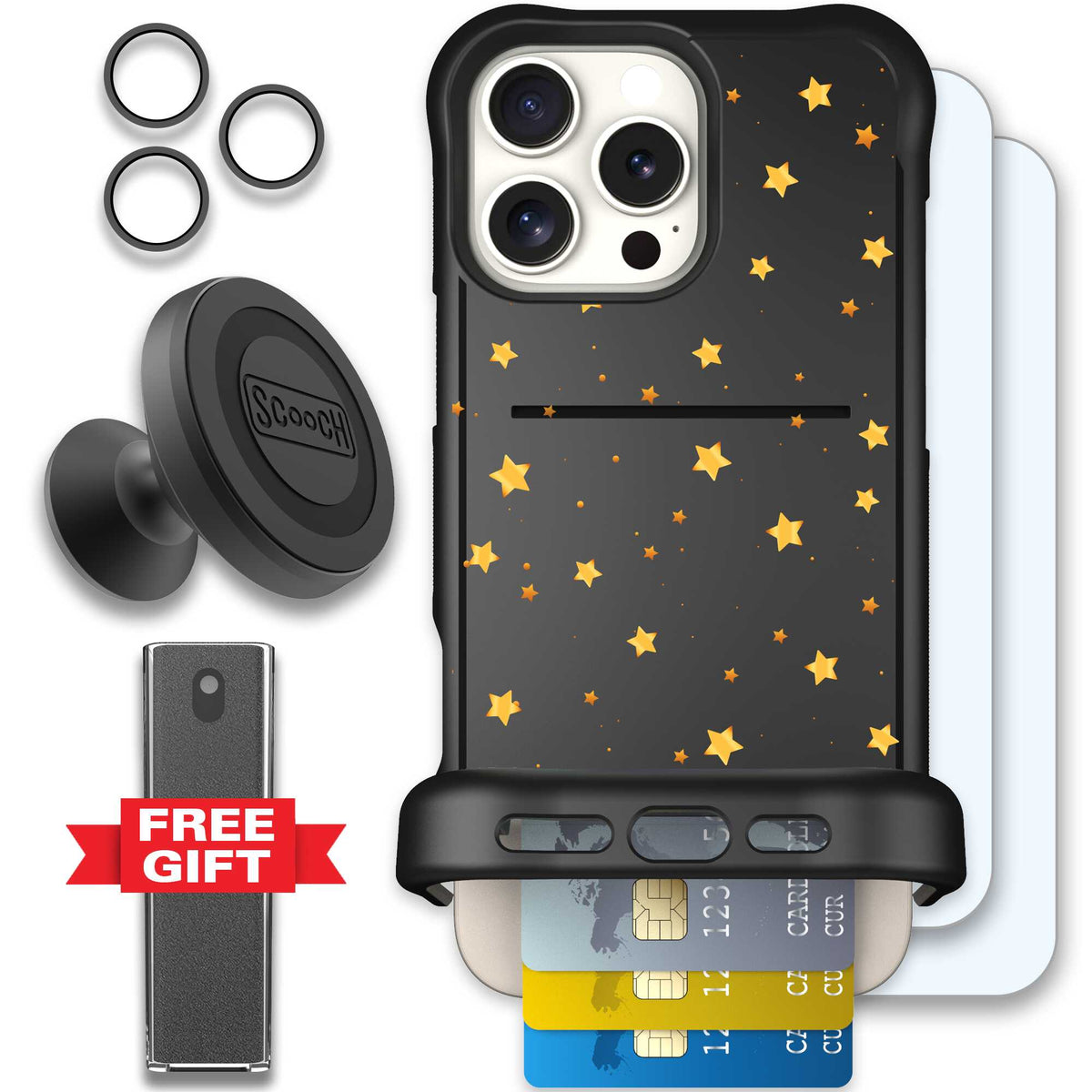 Wingmate Gold Stars for iPhone 16 Pro Max - Defender Bundle