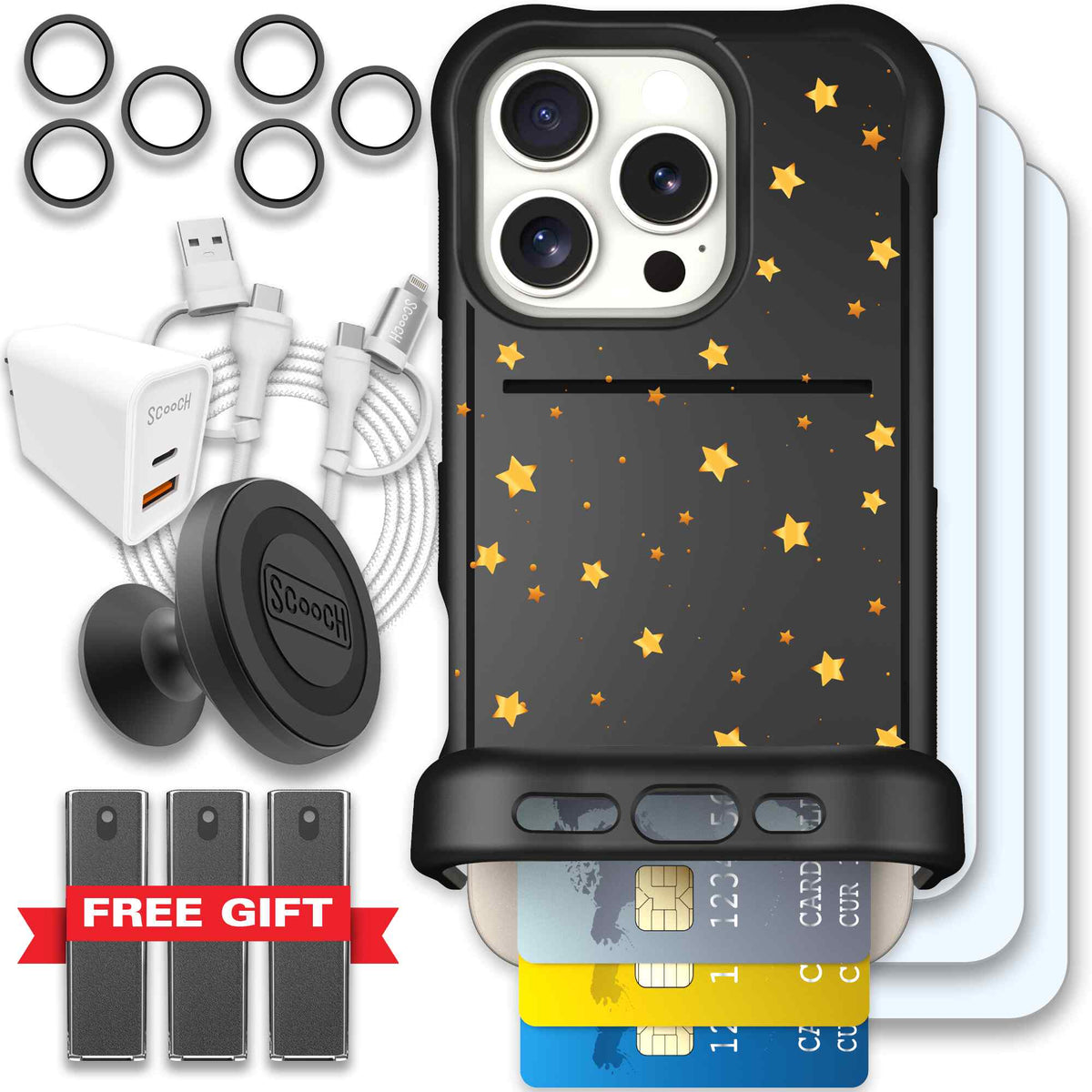Wingmate Gold Stars for iPhone 16 Pro - Ultimate Bundle