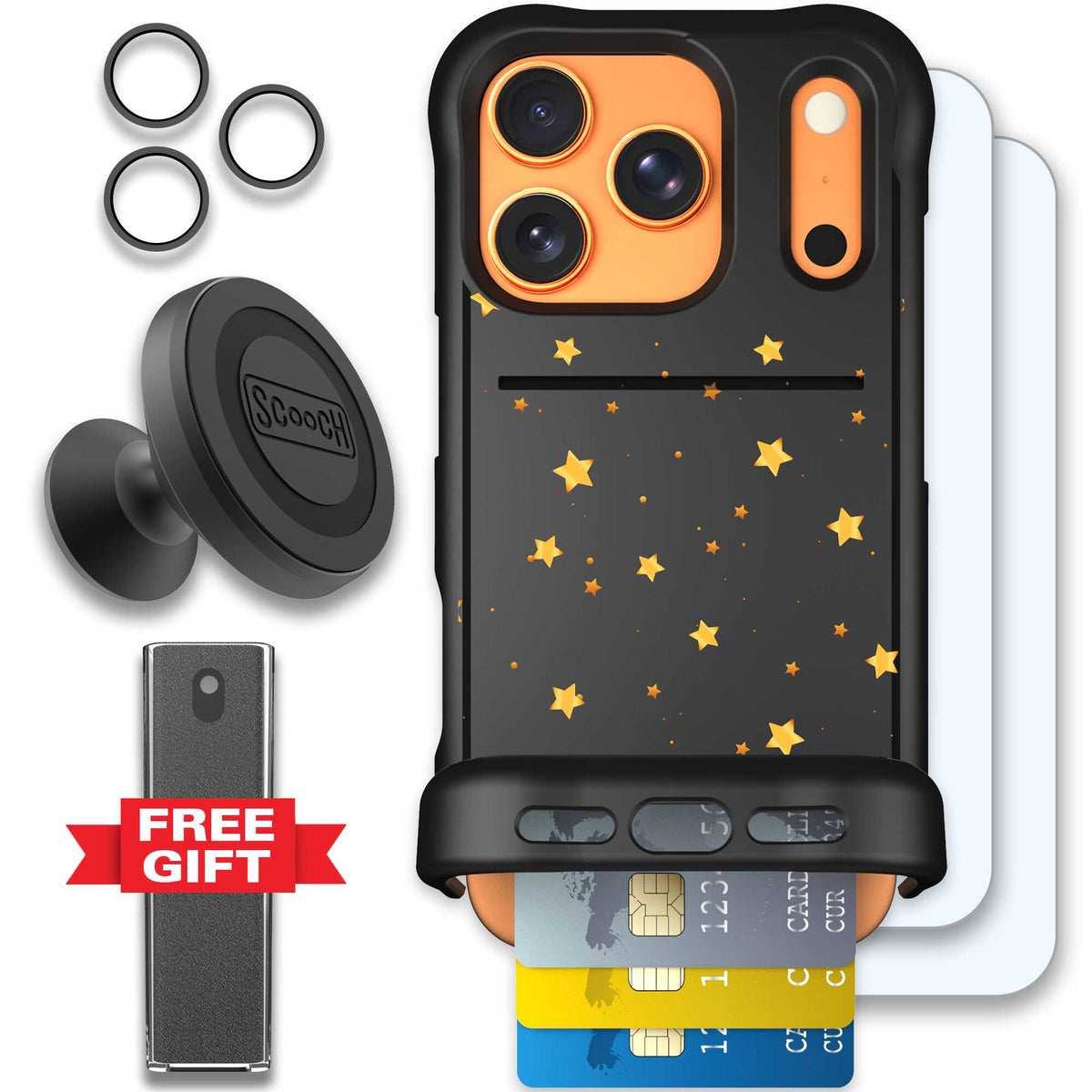 Wingmate Gold Stars for iPhone 17 Pro - Defender Bundle